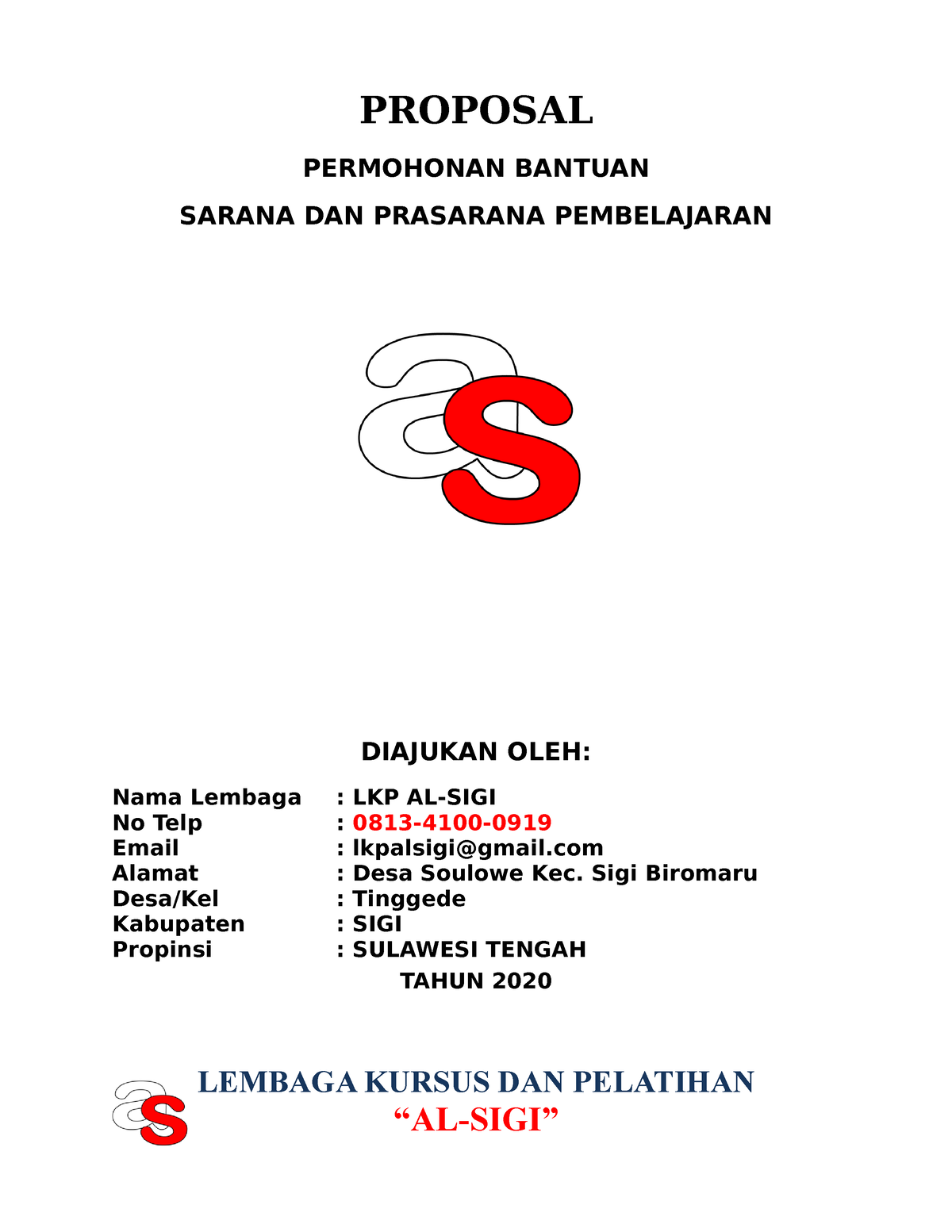 Proposal Sarpras Al Sigi Proposal Permohonan Bantuan Sarana Dan Prasarana Pembelajaran 1895