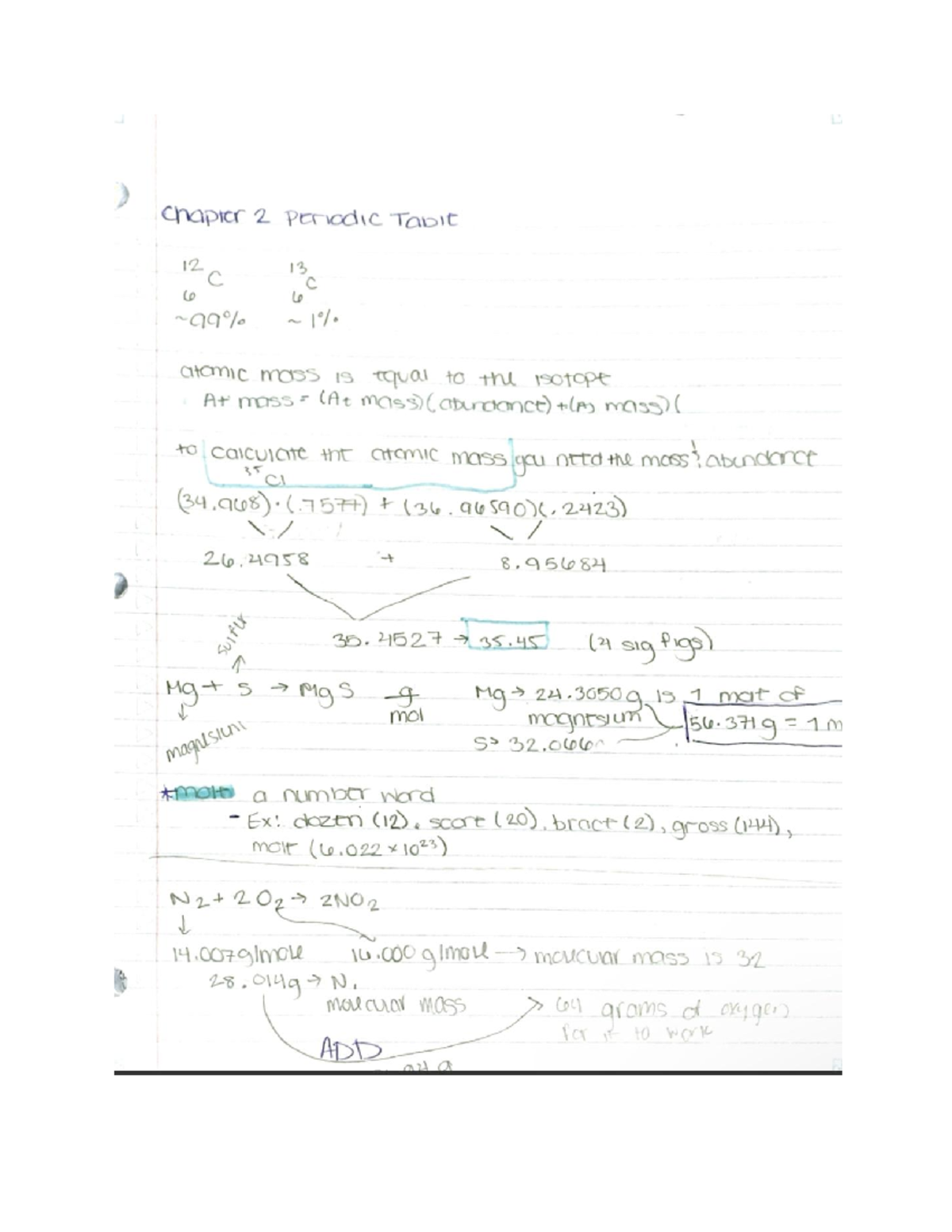 Chm 110 Chap 2 - These Notes Are From Chemistry 110 And Are About The ...