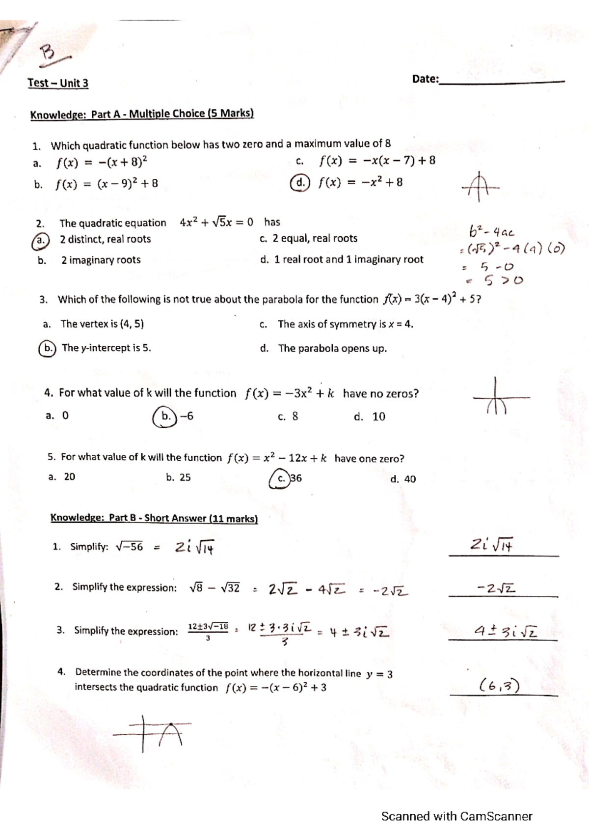 Test B Unit 3 - Test B Unit 3 - Studocu