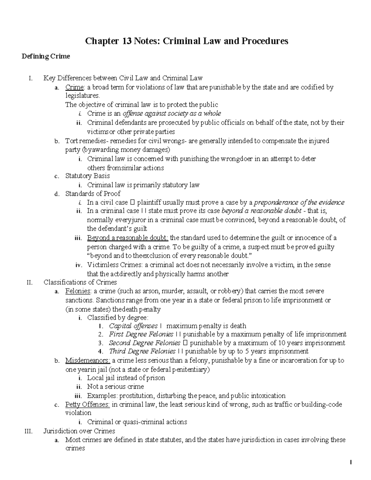 Chapter 13 Notes- Criminal Law And Procedures - Chapter 13 Notes ...