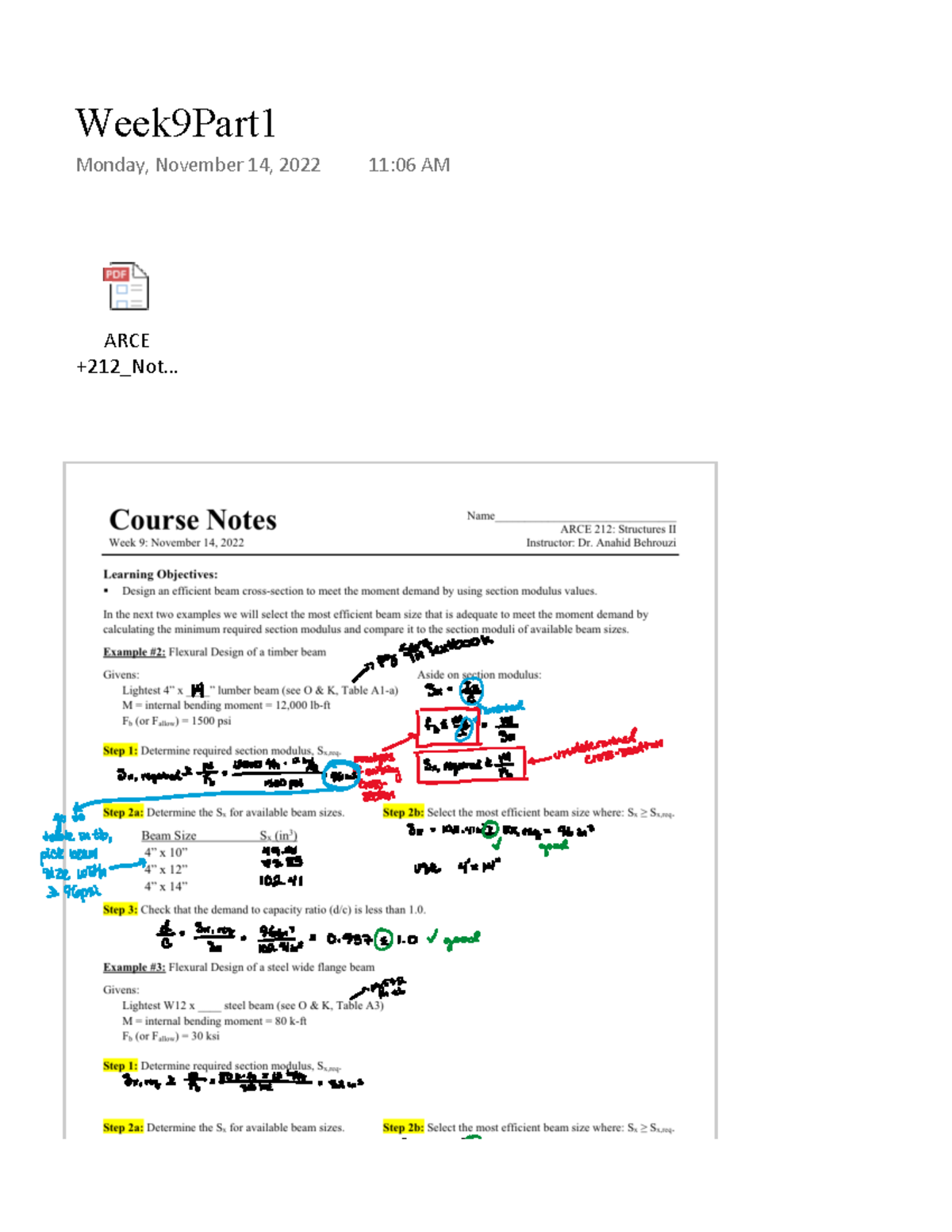Cal Poly ARCE 212 Structures 2 Notes 18 - flexural design of a timber ...