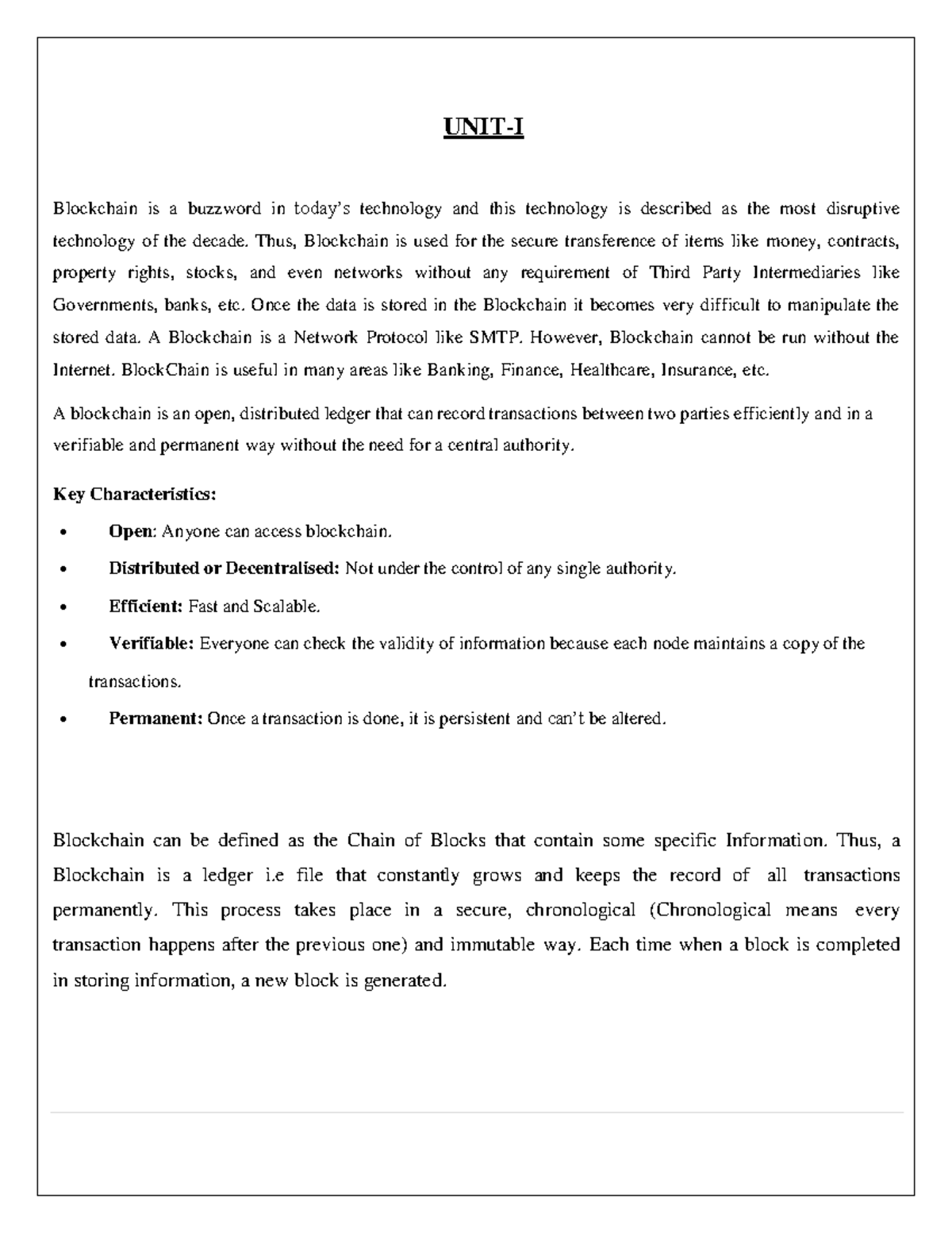 BCT All Units - Complete notes of Block Chain Technologies - UNIT-I ...