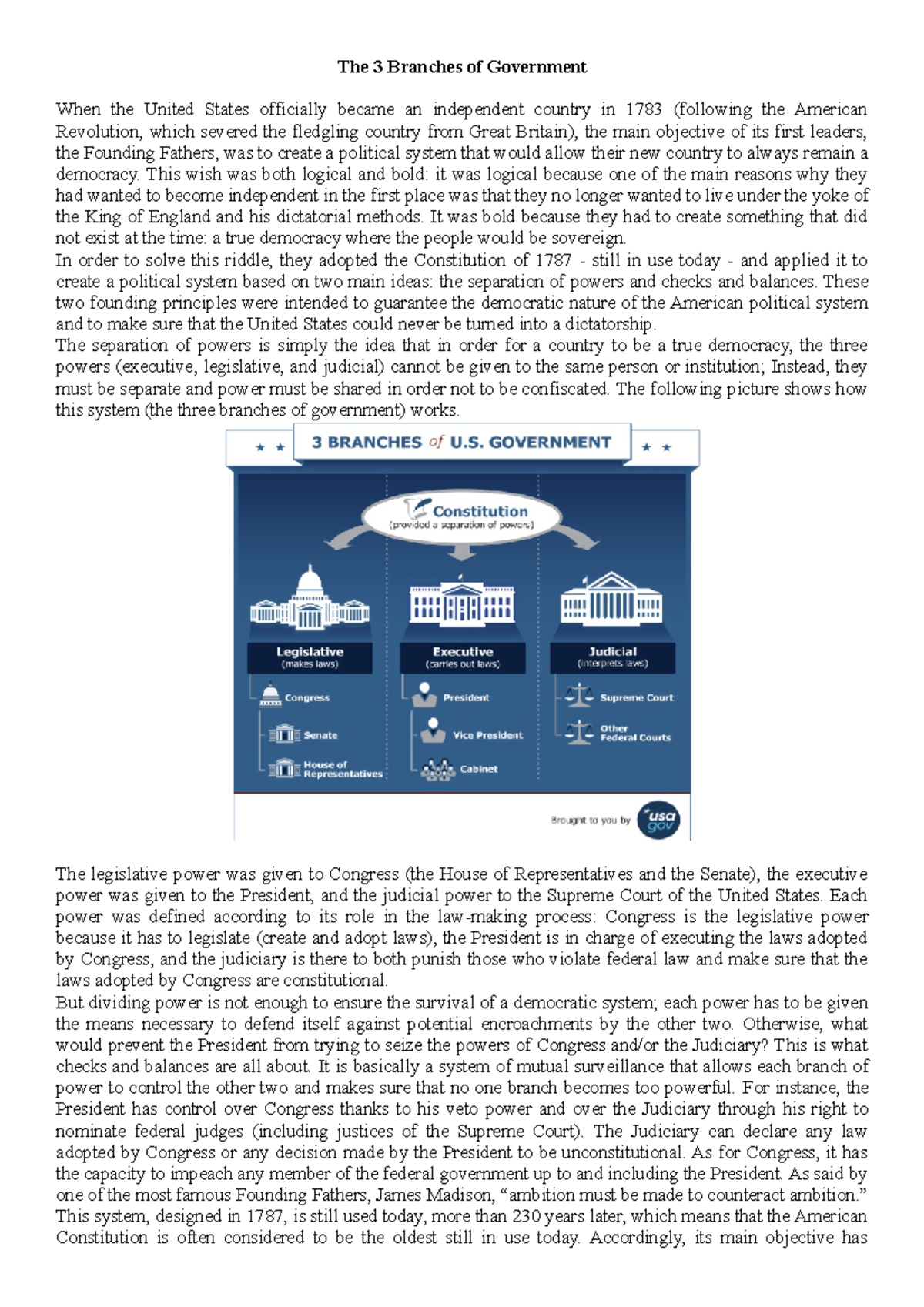 The 3 Branches Of Us Government - The 3 Branches Of Government When The ...