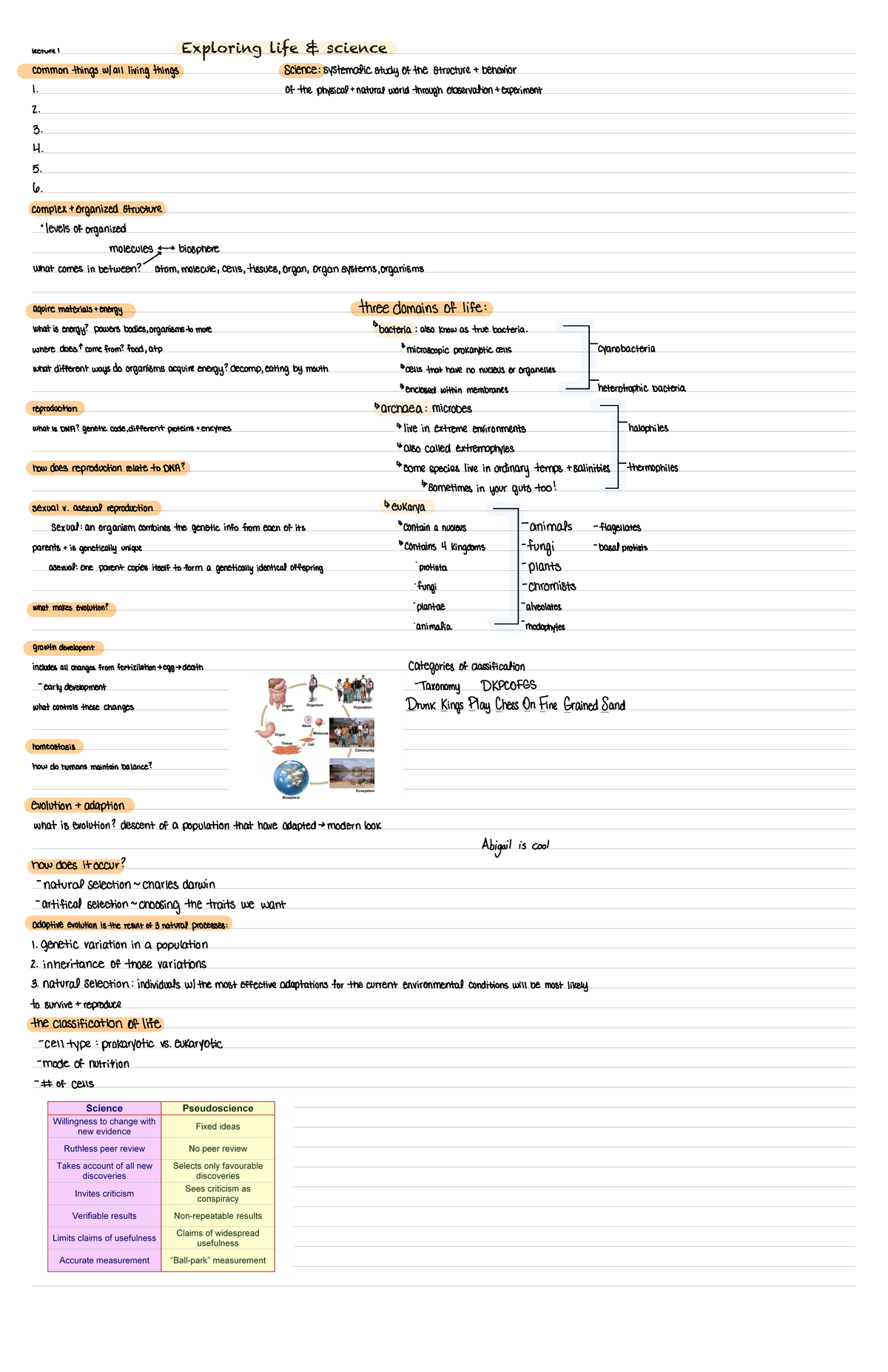 Human bio exploring life and science lecture I Exploring life