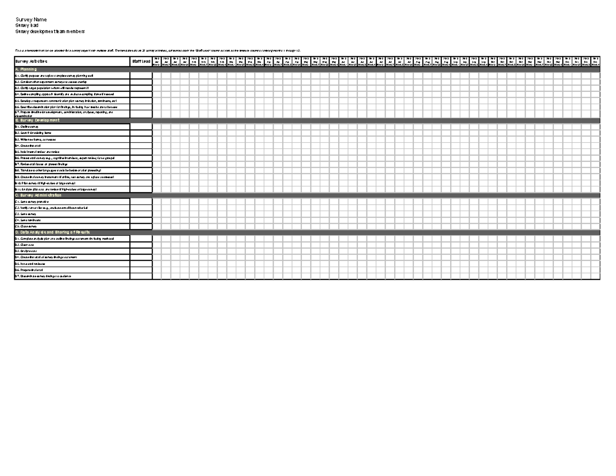 DPI Research Methods Session 2 Survey Planning Gantt Chart 508 - Survey ...