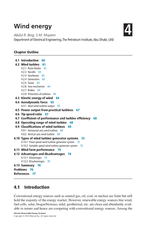 Beig et al Wind Energy - asdasd - Wind energy Abdul R. Beig, S. Muyeen  Department of Electrical - Studocu
