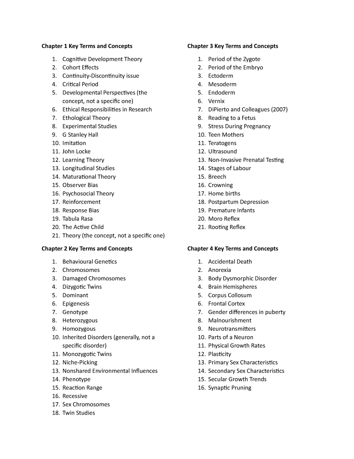 Midterm key terms for midterm - Chapter 1 Key Terms and Concepts ...