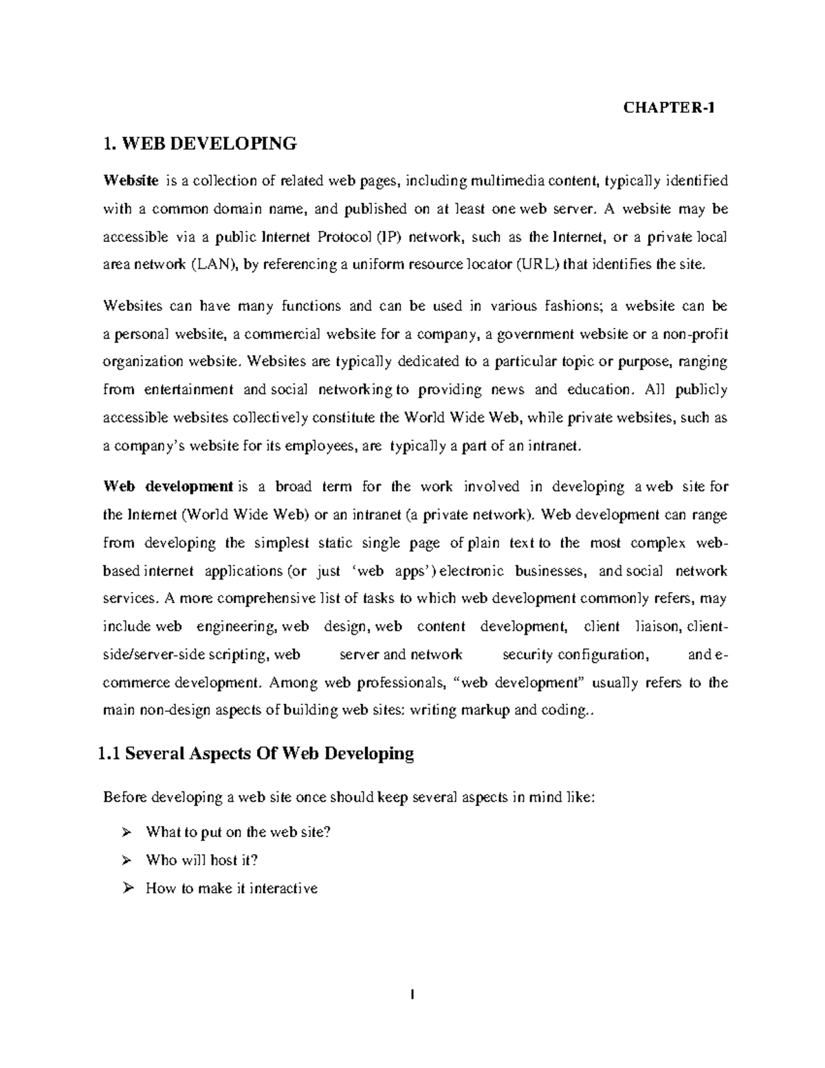 Trainingreport-180105113643 - CHAPTER- 1. WEB DEVELOPING Website is a ...