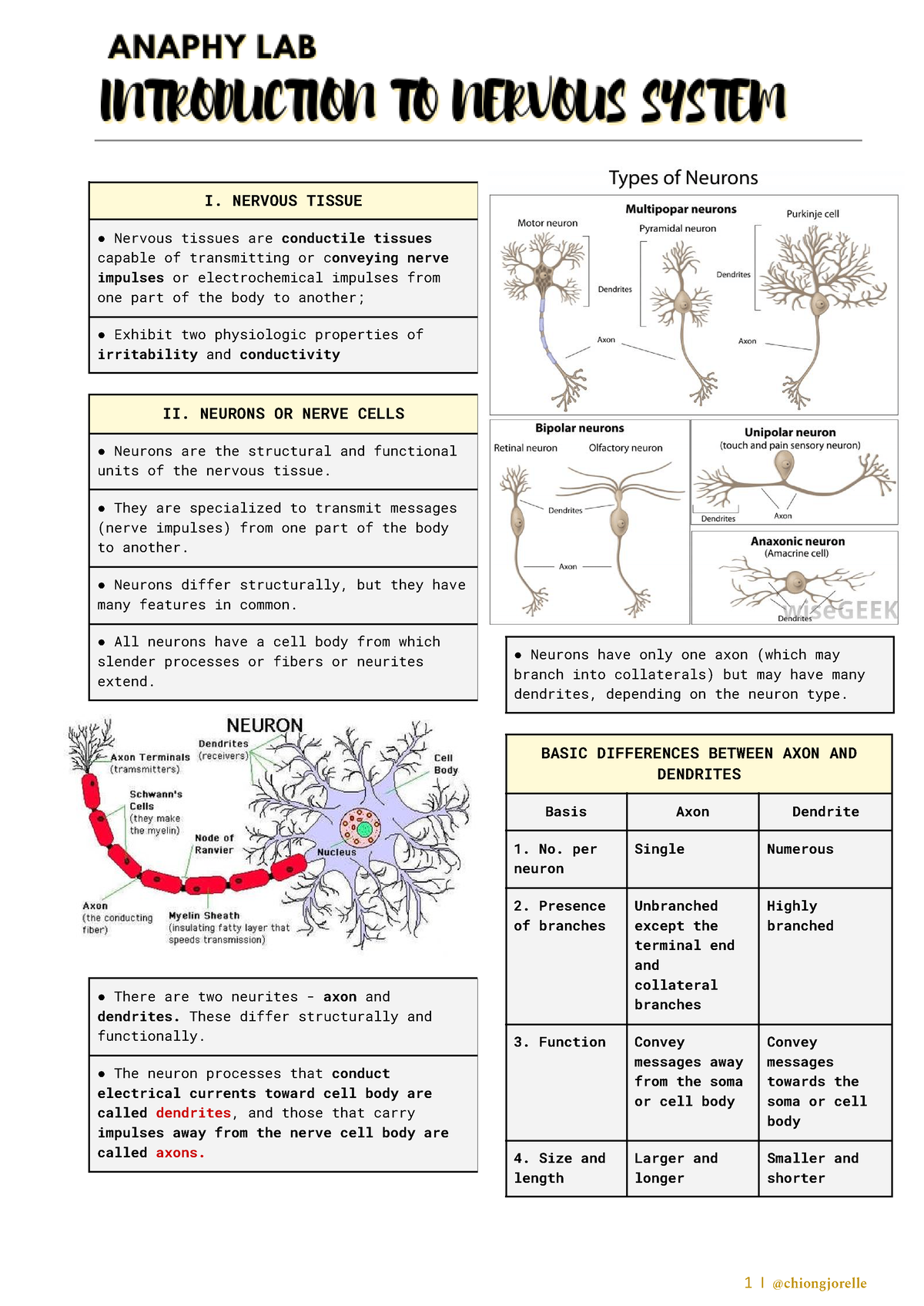 Nervous System Introduction - I. NERVOUS TISSUE Nervous Tissues Are ...