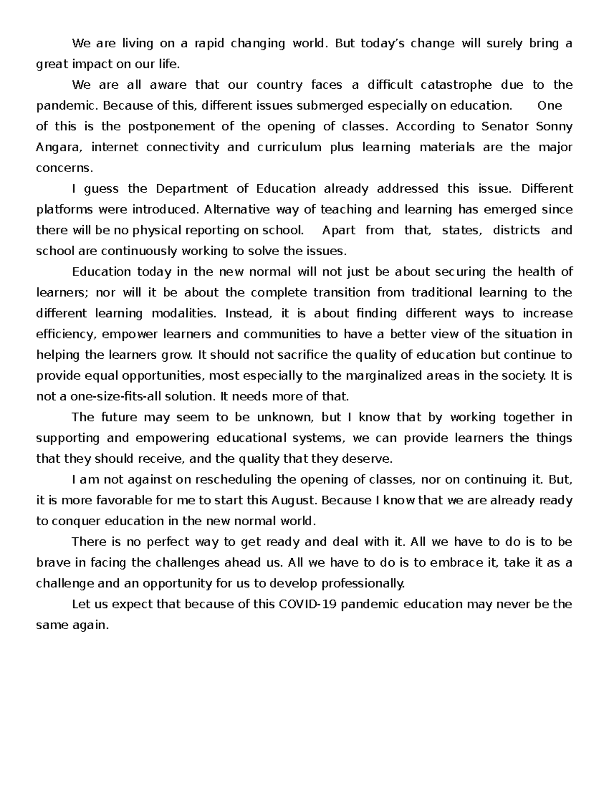 REFLECTION about Educational Flatform (F2F) during Pandemic - We are ...