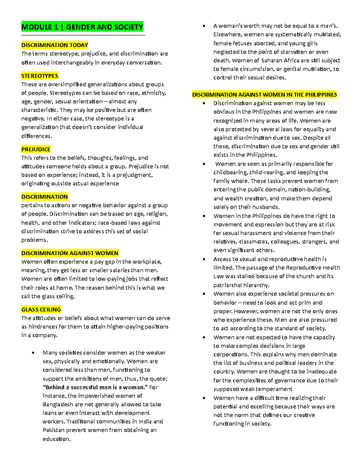 Gender AND Society Reviewer - MODULE 1 | GENDER AND SOCIETY ...