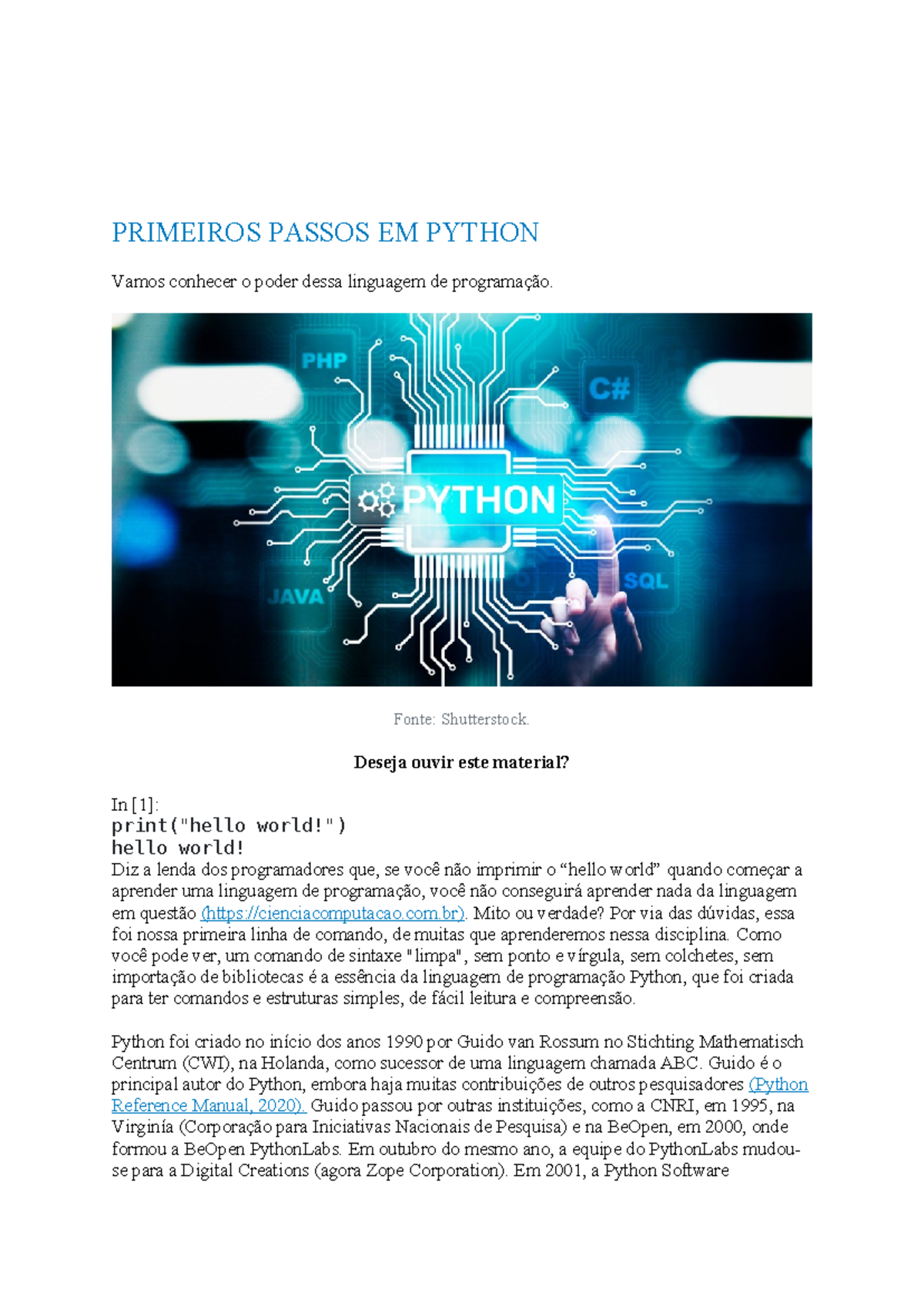A Linguagem Python - Trabalho - A LINGUAGEM PYTHON Vanessa Cadan ...