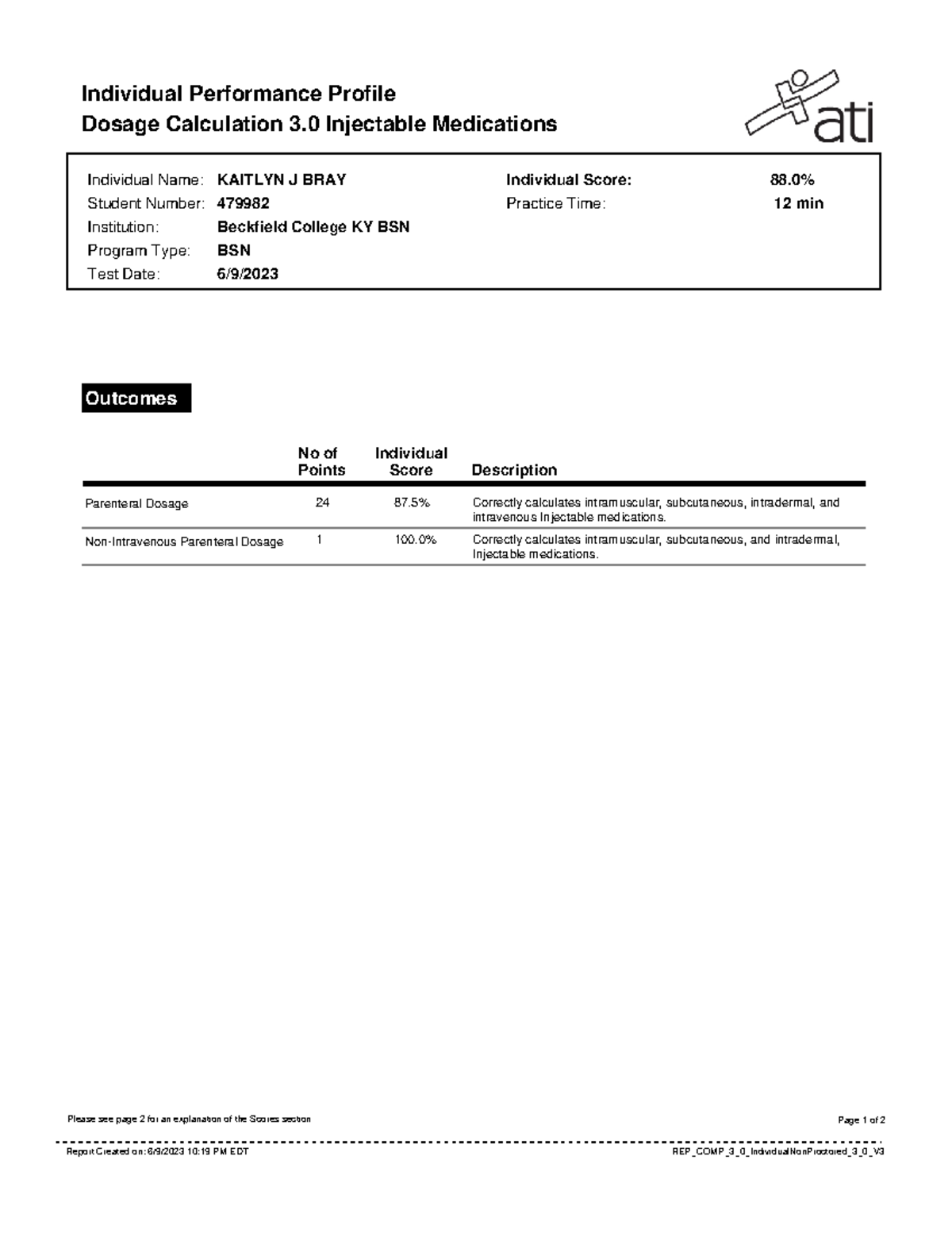 Report - This Will Help Students - Individual Performance Profile ...