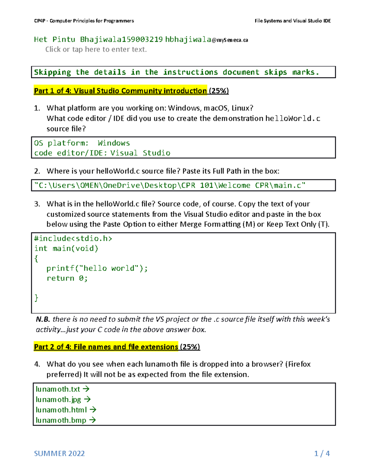 CPR101 Week1 Activity assignments - Het Pintu Bhajiwala159003219 ...