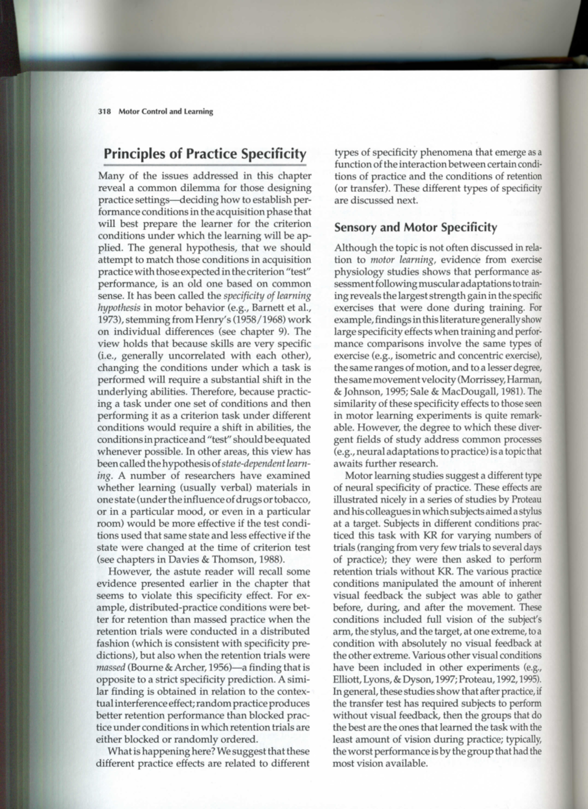 Principles of practice specificity - Physical Education - Studocu