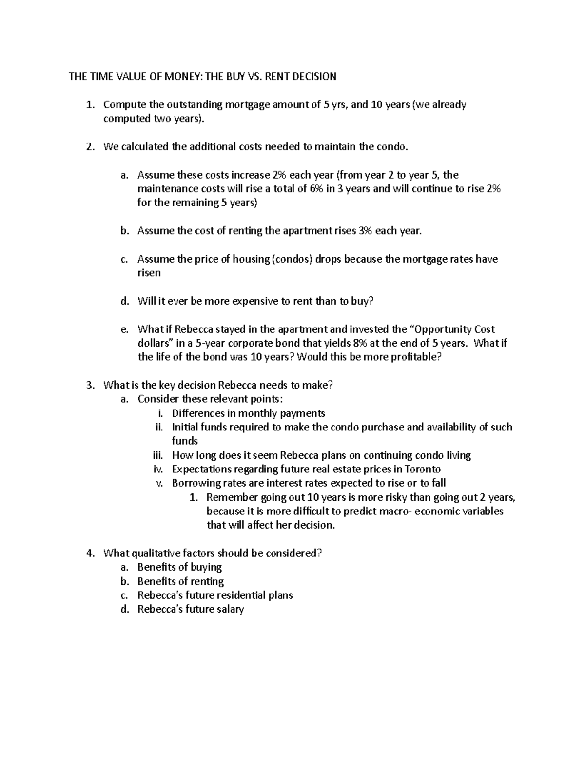 Case Two TVM instrucions for analysis - THE TIME VALUE OF MONEY: THE ...