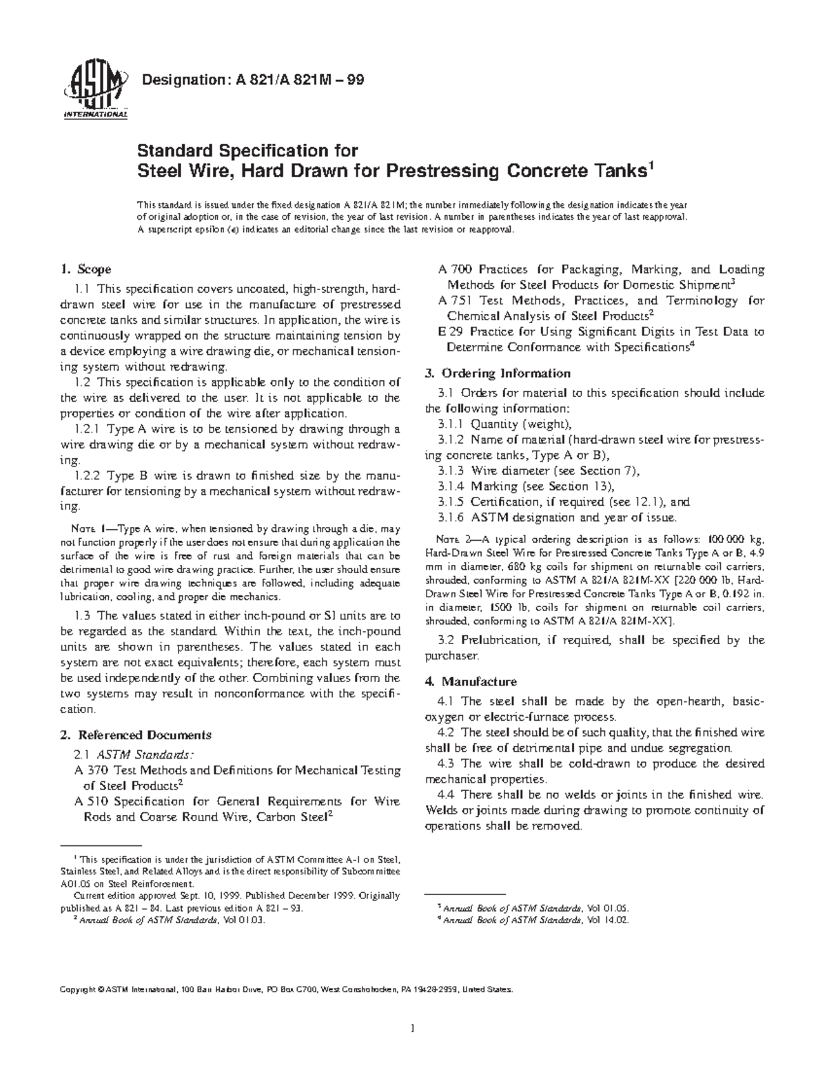 A-821 - ASTM A-821 - Designation: A 821/A 821M – 99 Standard ...