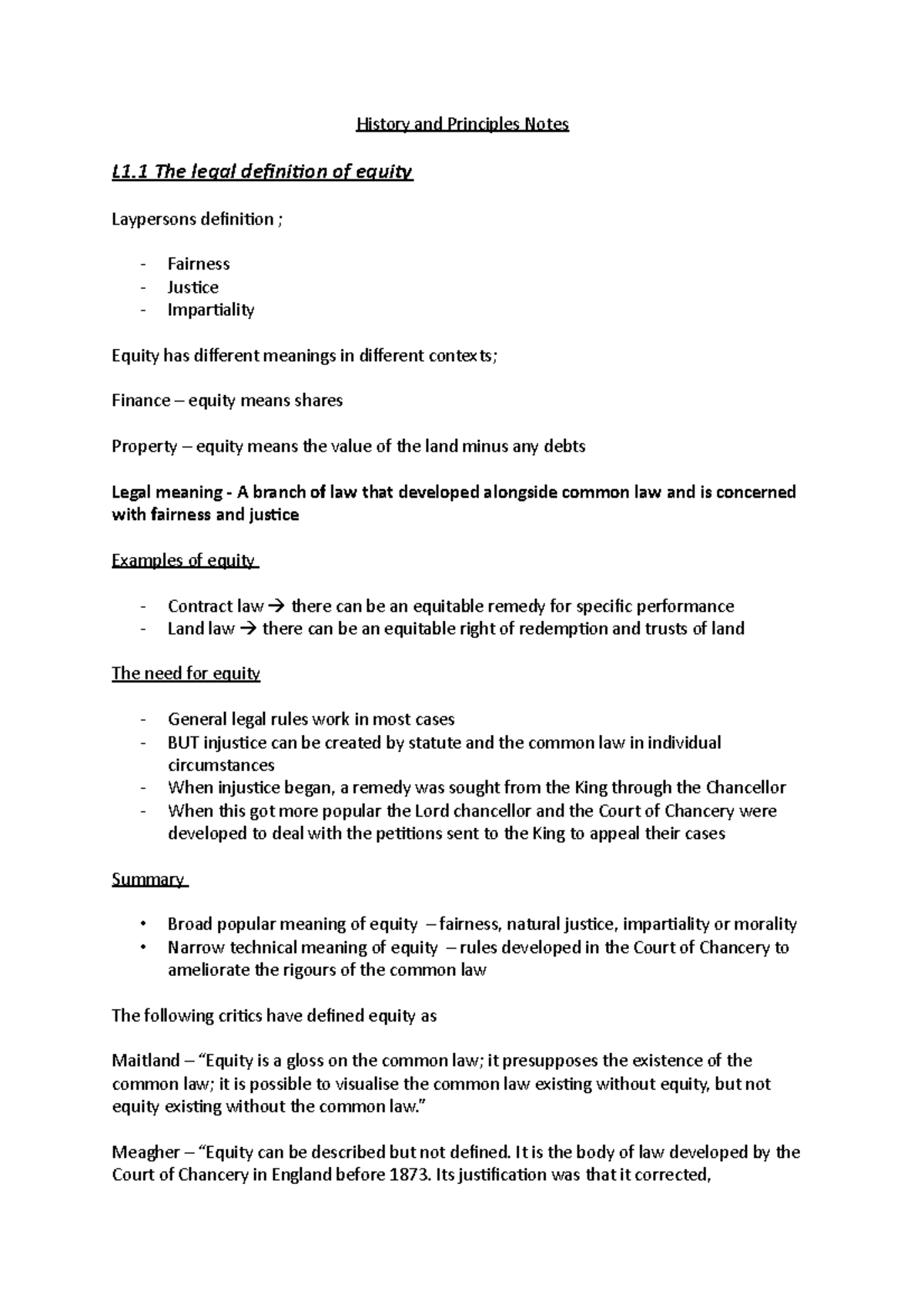Notes - History and Principles - History and Principles Notes L1 The ...