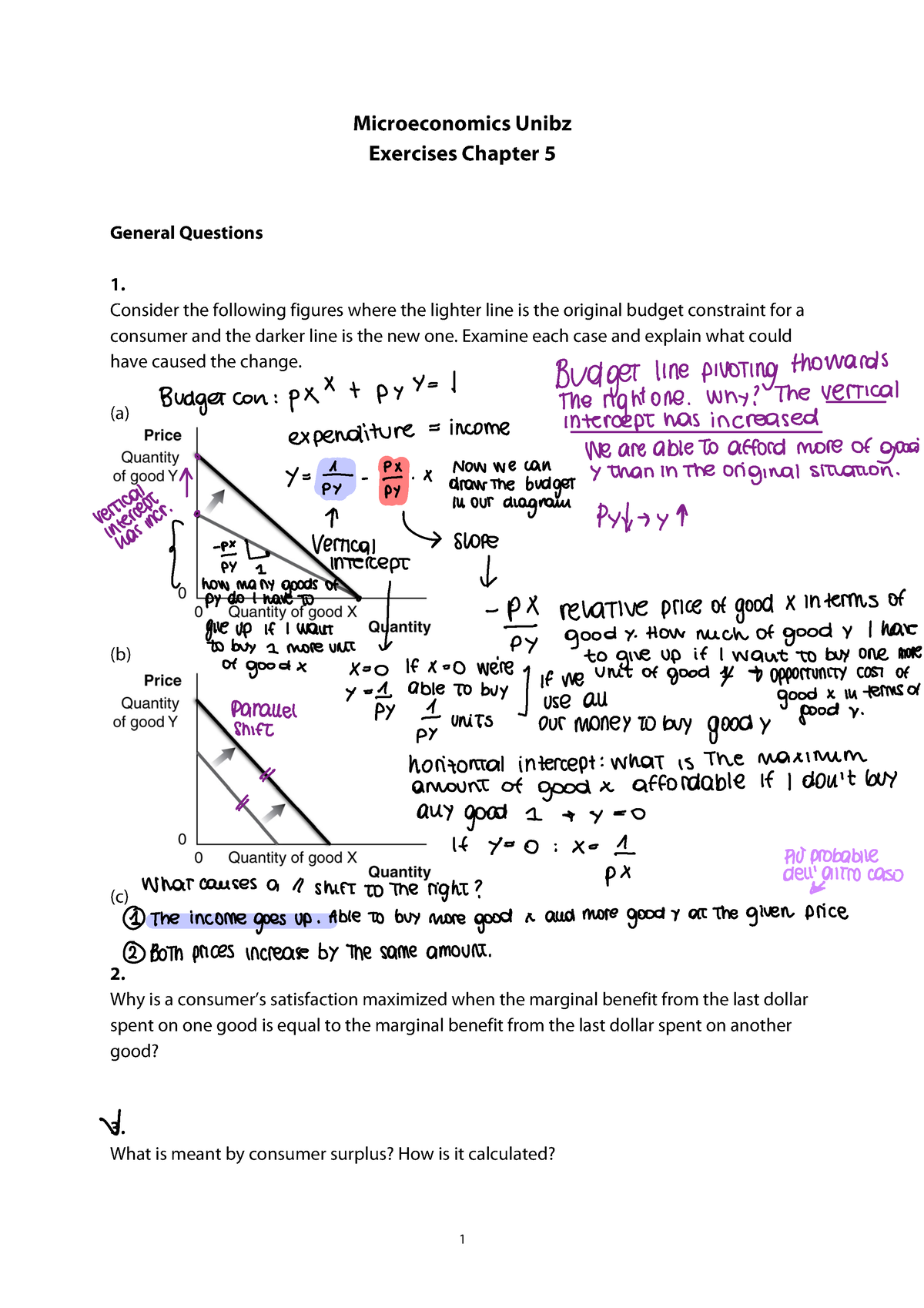 Micro Exercise Chapter 5 - 1 Microeconomics Unibz Exercises Chapter 5 ...