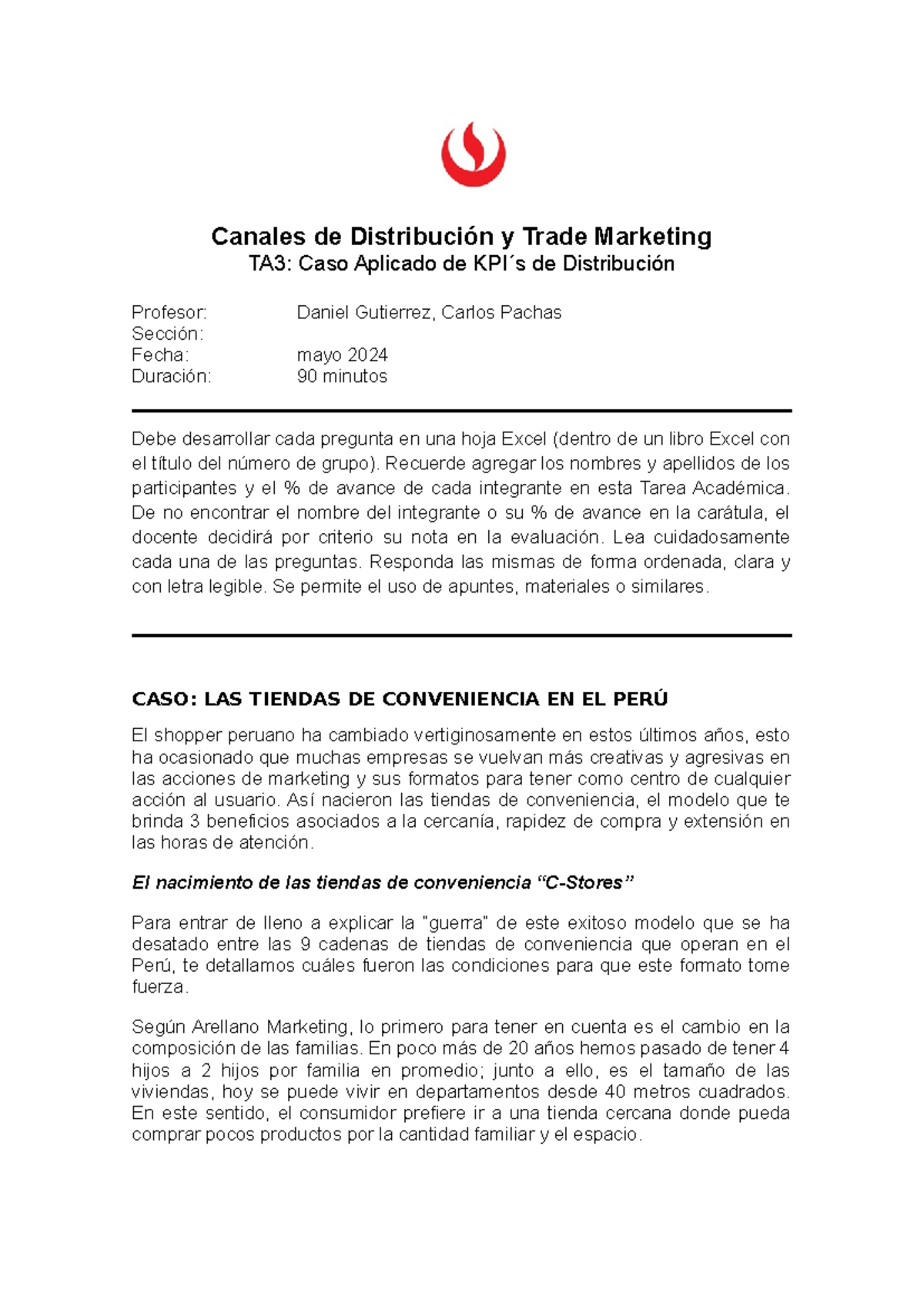 TA3 2024-1 - Canales de Distribución y Trade Marketing TA3: Caso ...