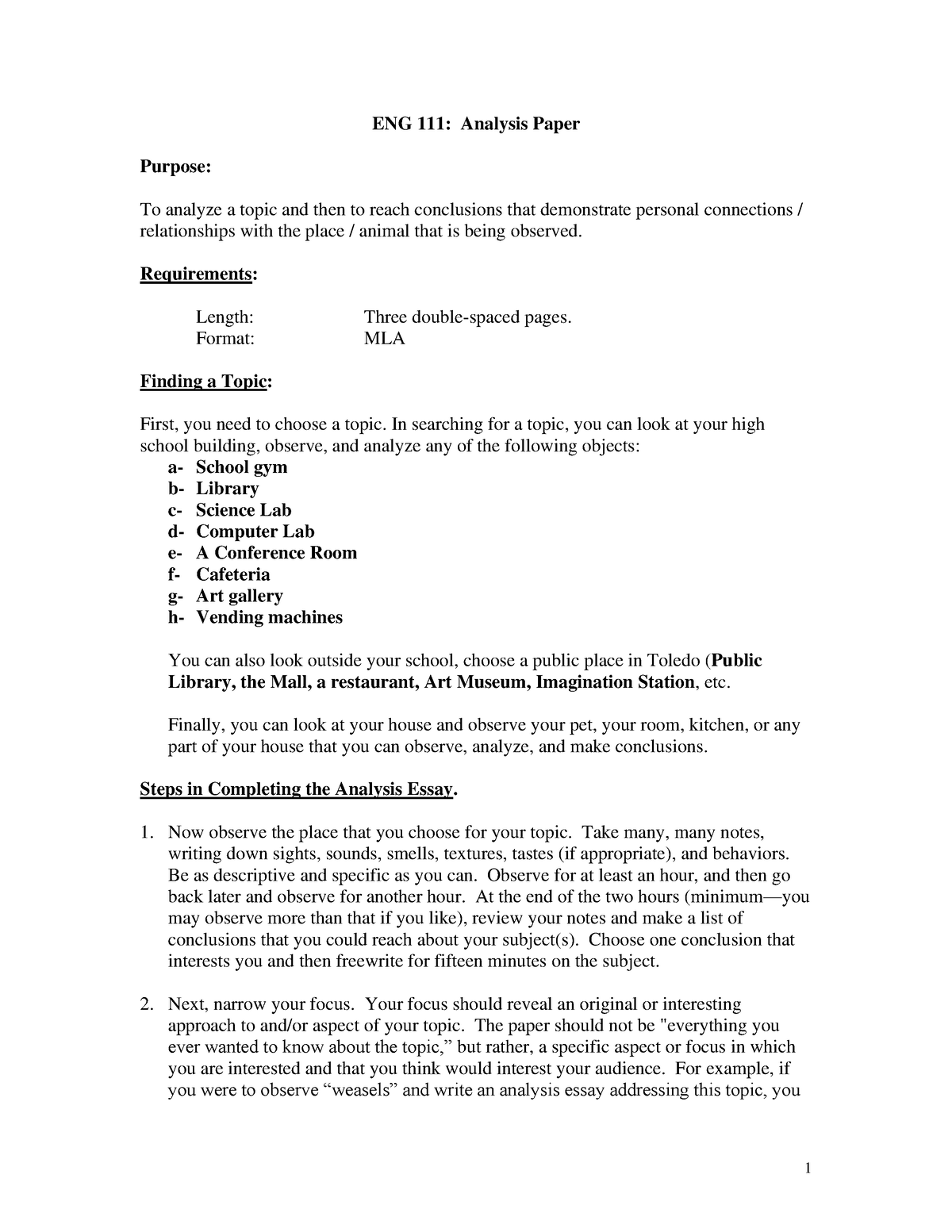 literary analysis essay assignment sheet