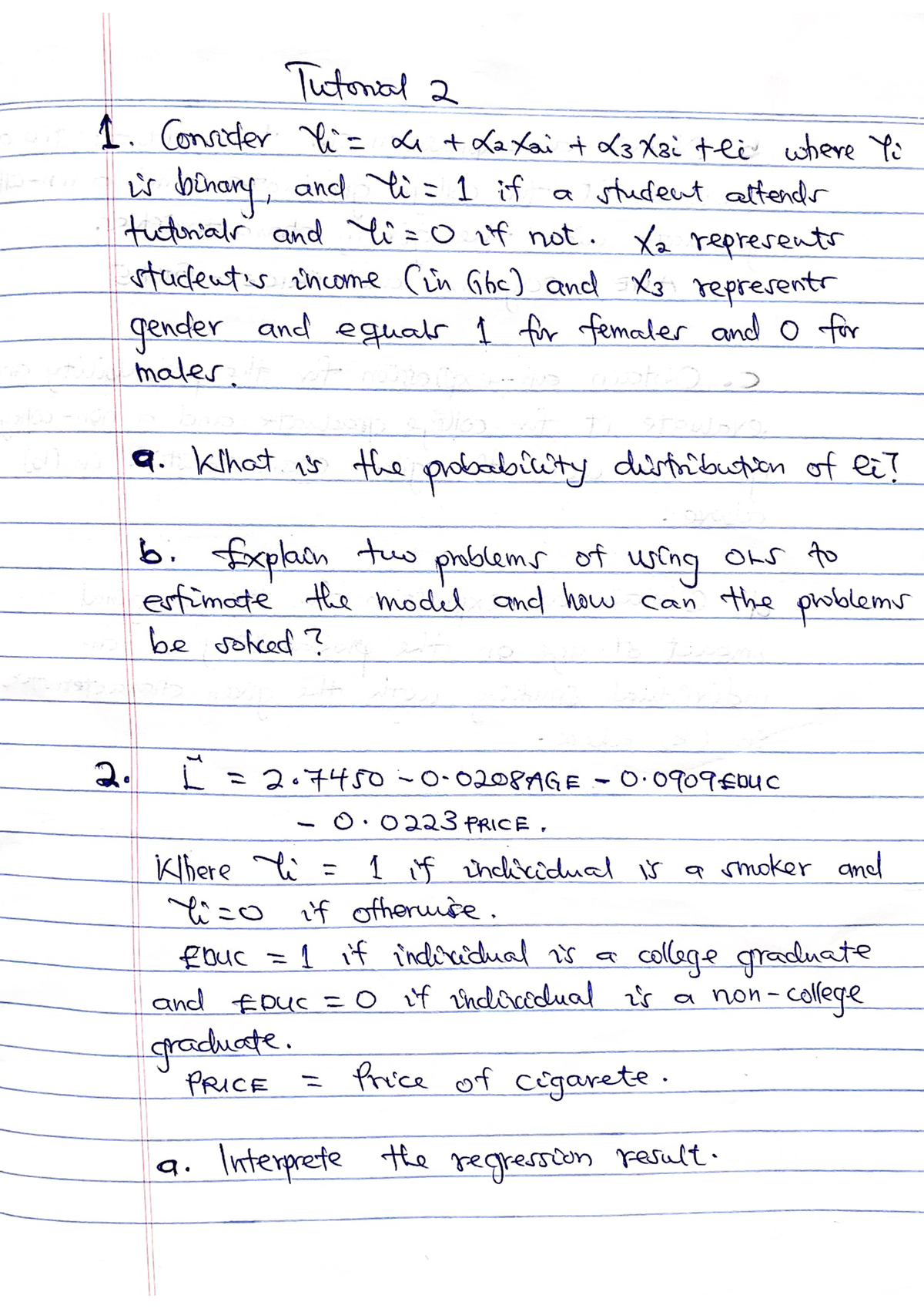 econometrics assignment example