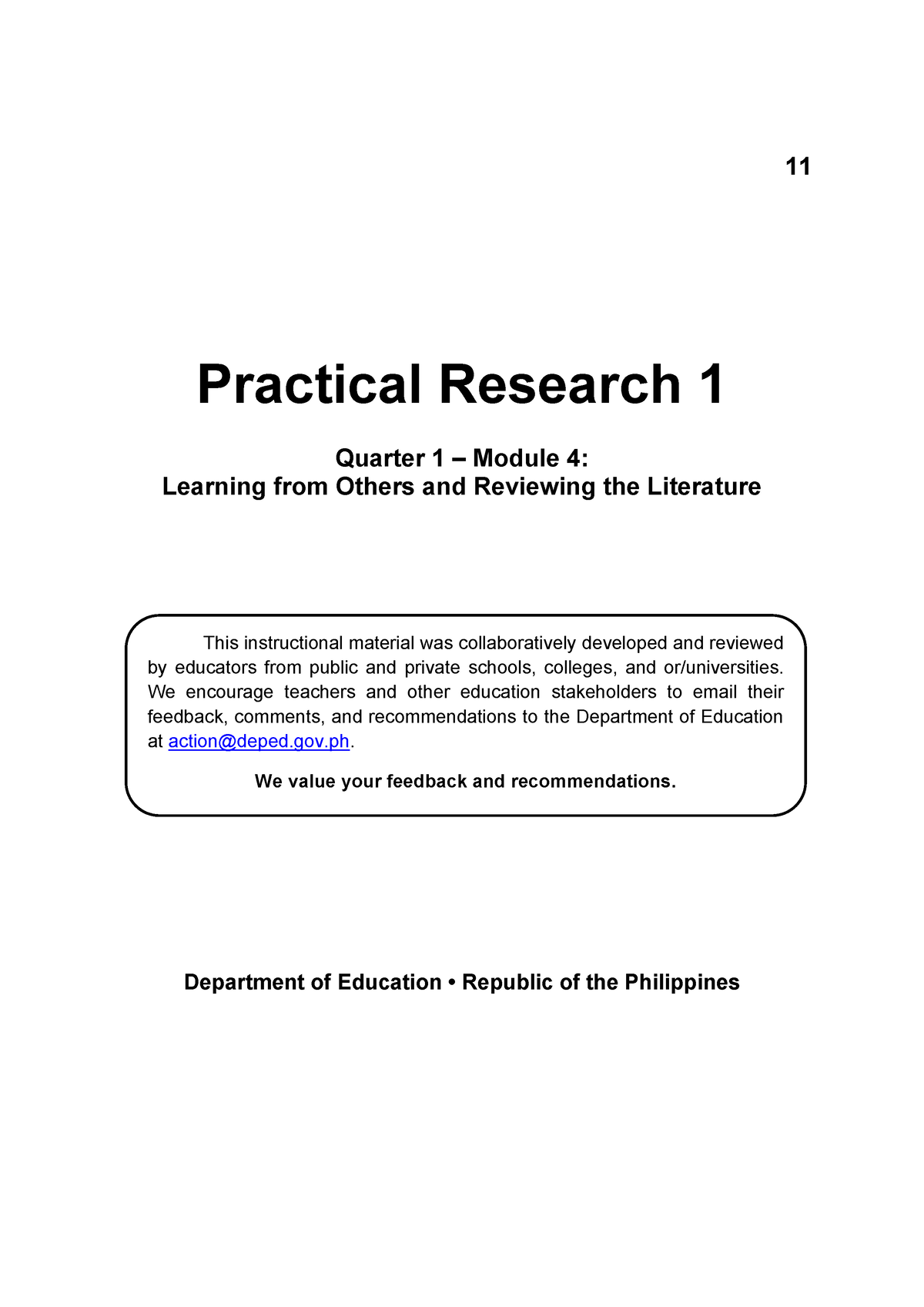 Practical Research 1 Module Four - 11 Practical Research 1 Quarter 1 ...