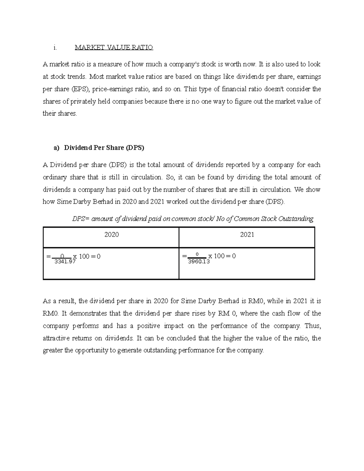 Market Value Ration ...