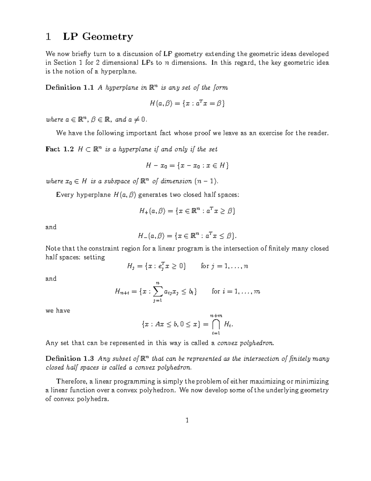 Section 5LPGeometry - 1 LP Geometry We now briefly turn to a discussion ...