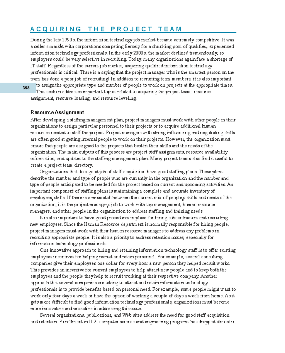 Resource Assignment - A C Q U I R I N G T H E P R O J E C T T E A M ...
