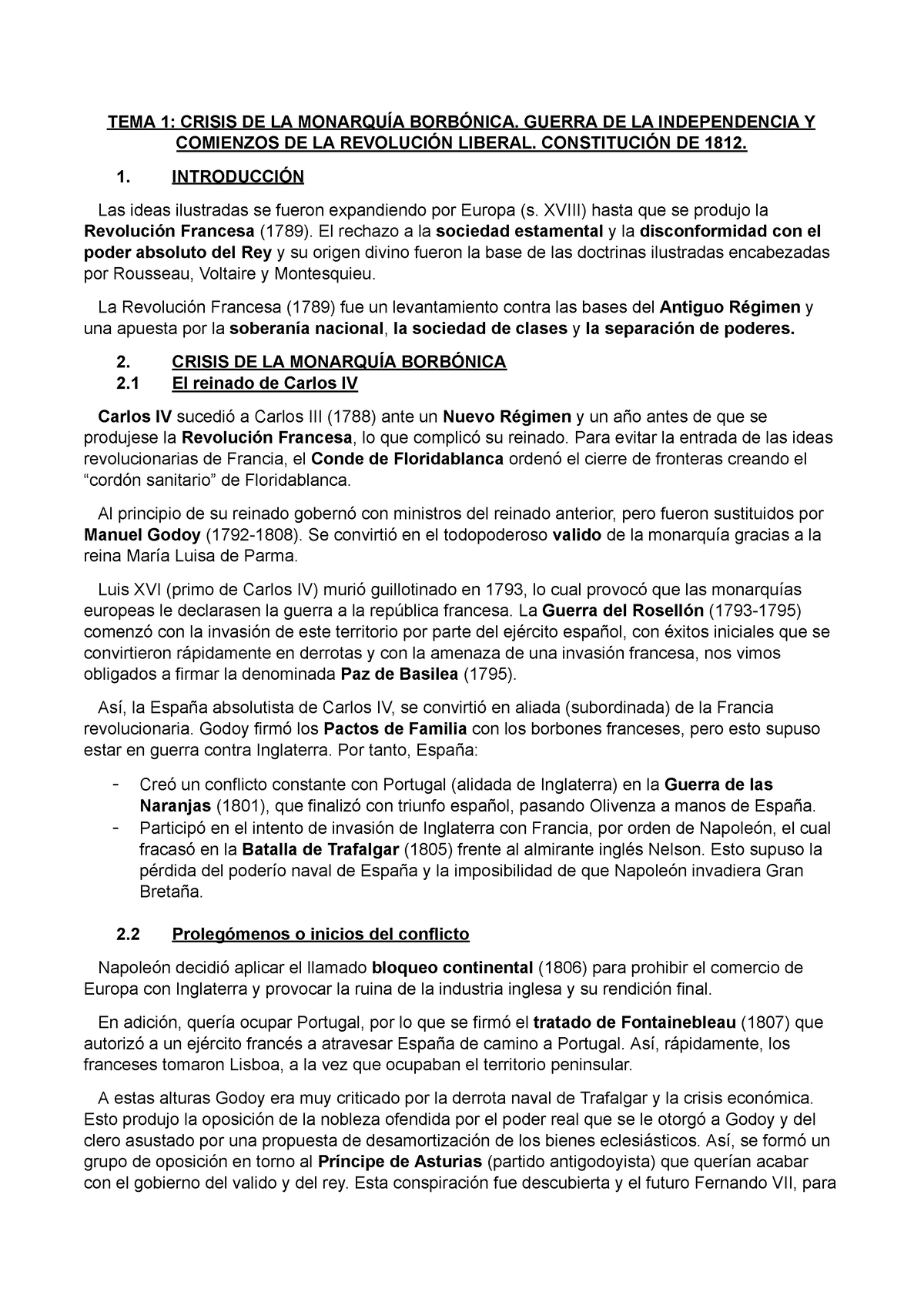 Tema 1, Crisis De La Monarqu Ã A Borb Ã³nica. Guerra De La ...