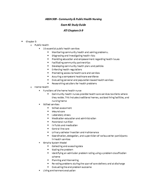 Exam #1 Study Guide - ABSN 309 - Community & Public Health Nursing Exam ...