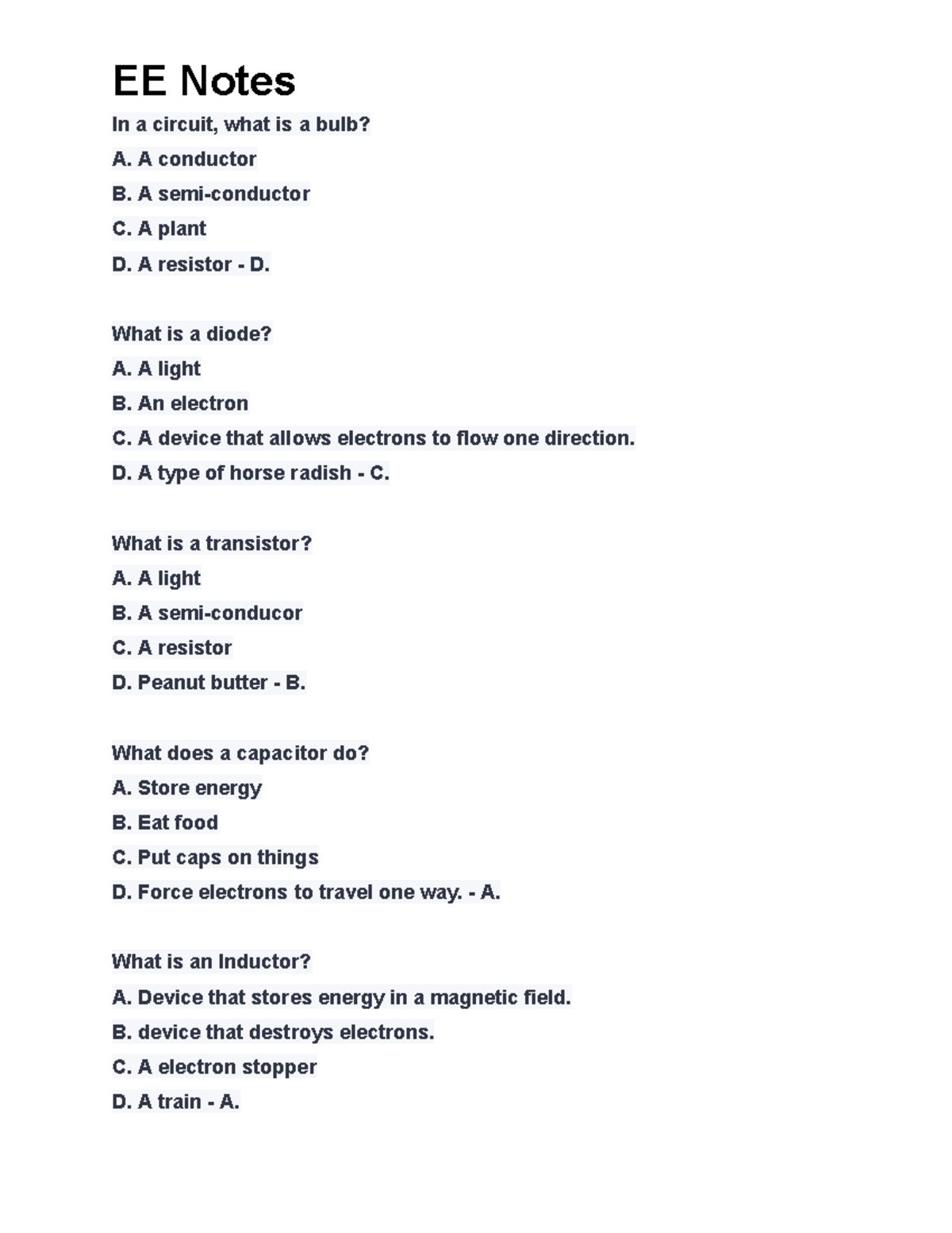 Electrical engine Part9 - EE Notes In a circuit, what is a bulb? A. A ...