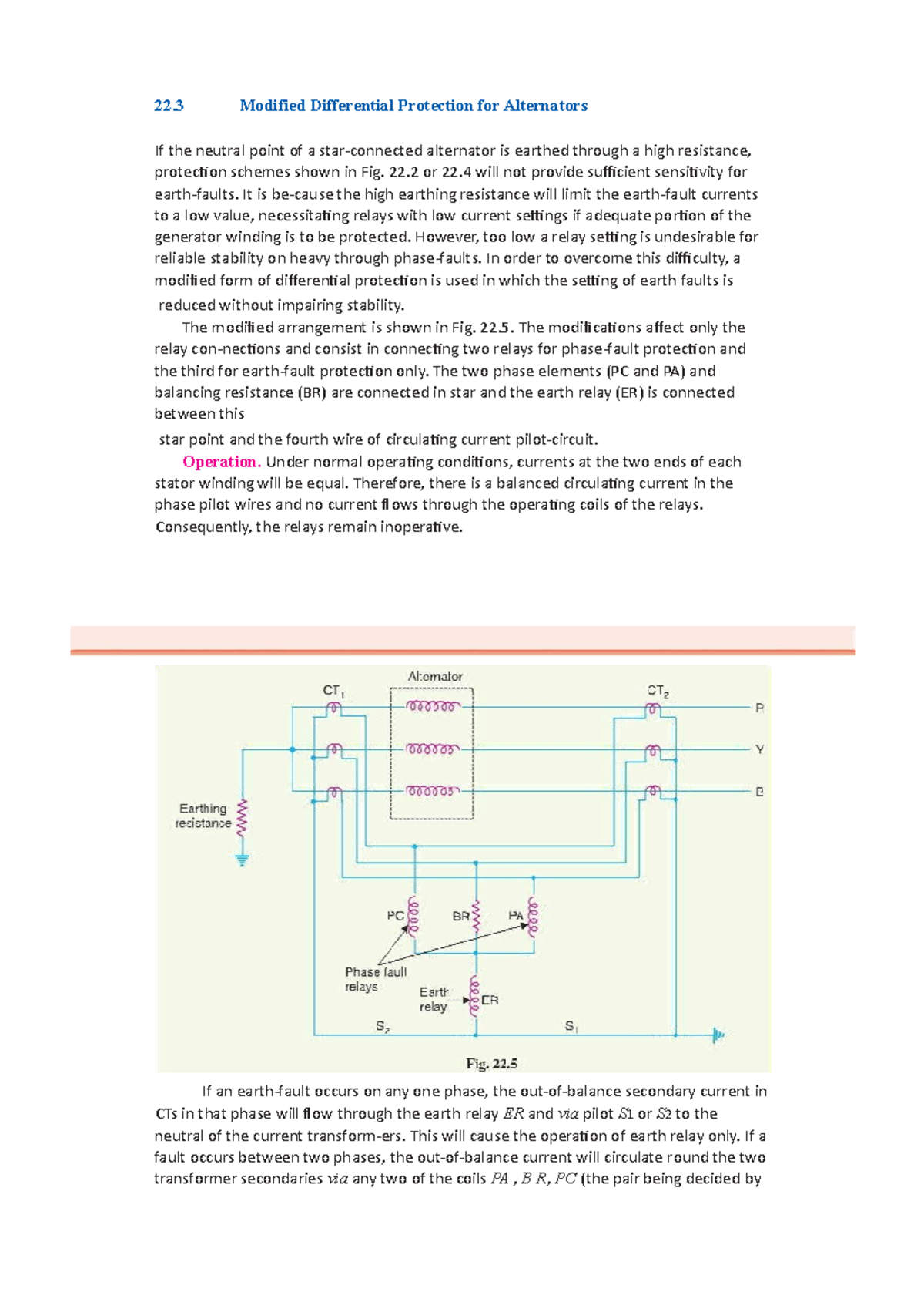 Modified Differential Protection for Alternators 22 or 22 will not