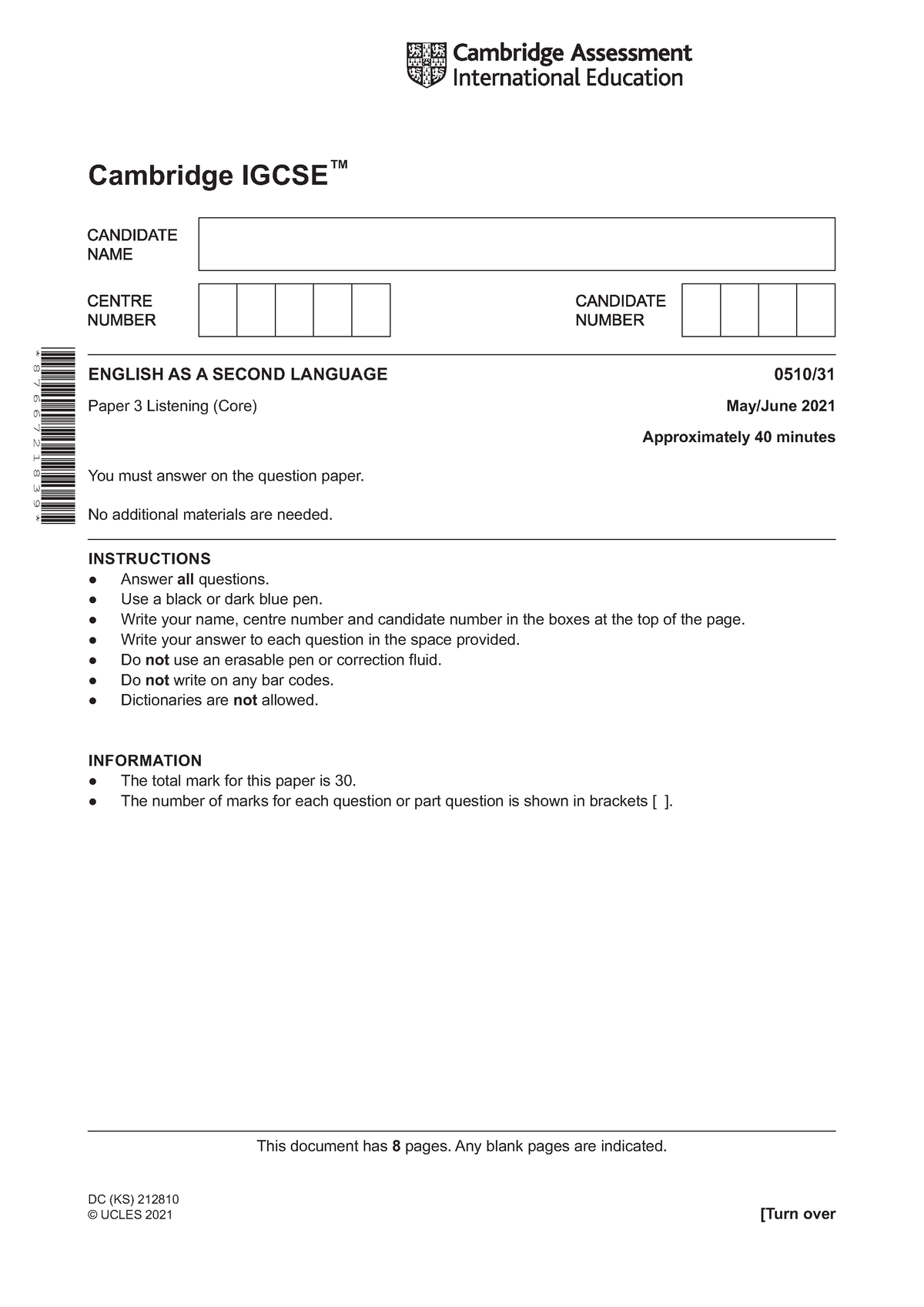 0510 S21 Qp 31 Cambridge Exam To Practice For English Exams This 