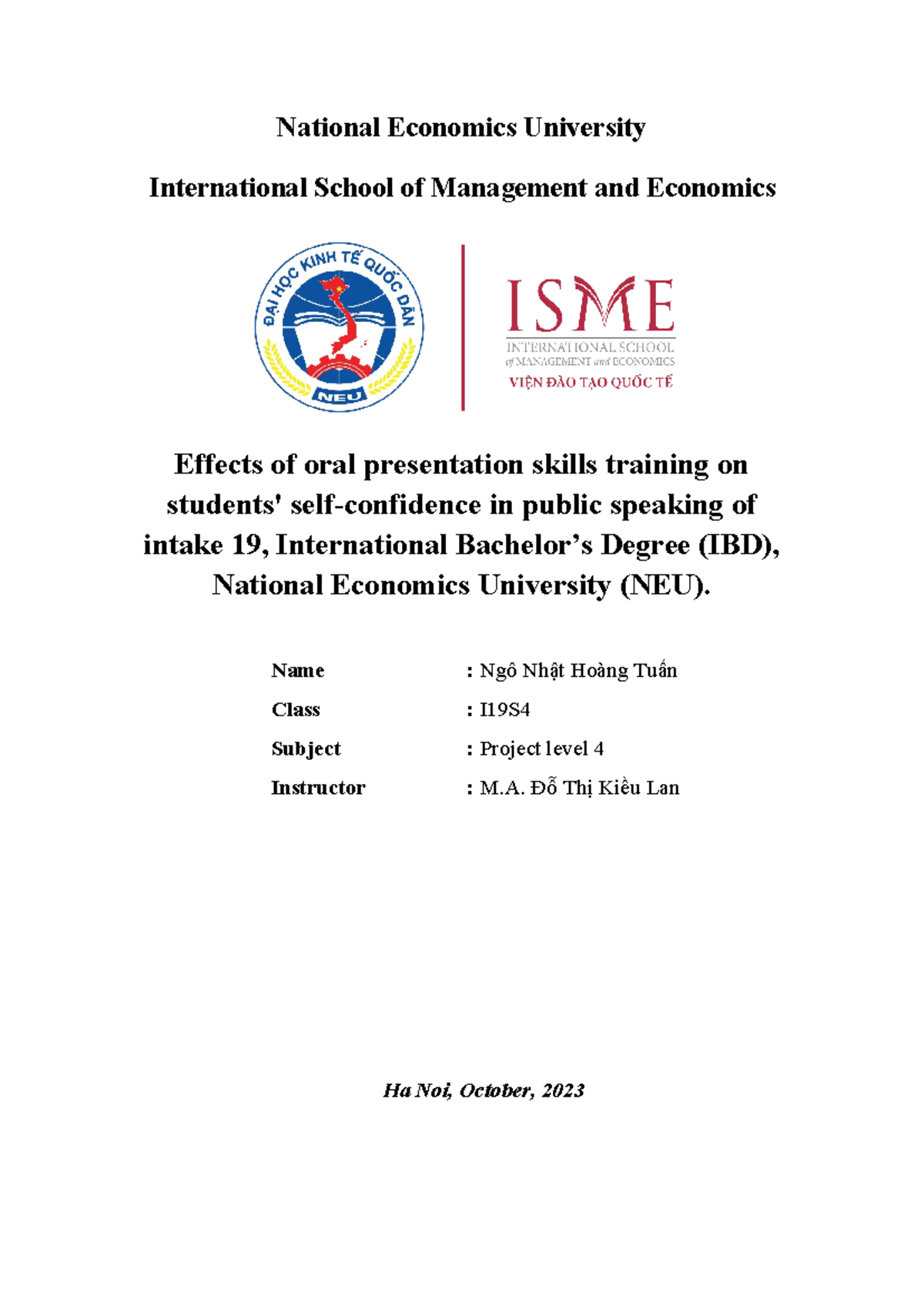 note for lesson - National Economics University International School of ...