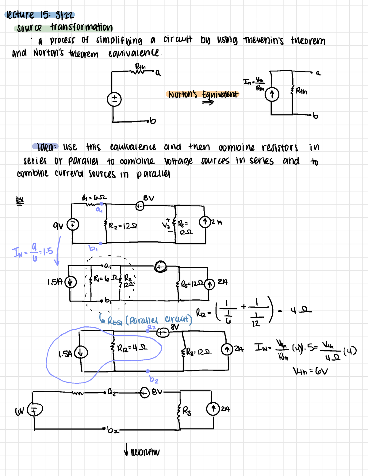 Lecture 15 - Circuits Course - lecture 15 : 3122 source transformation ...