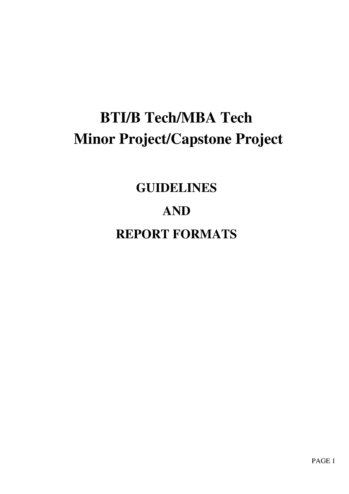 Project Guidelines 2023 - BTI/B Tech/MBA Tech Minor Project/Capstone ...