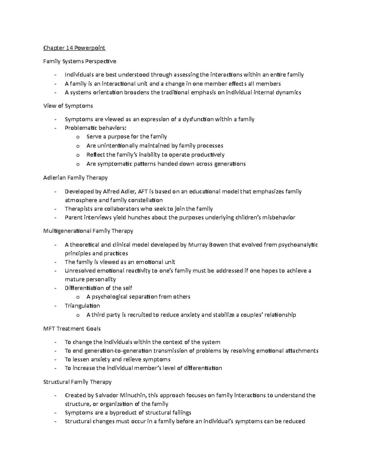 Chapter 14 Powerpoint - Lecture notes 14 - Chapter 14 Powerpoint Family ...