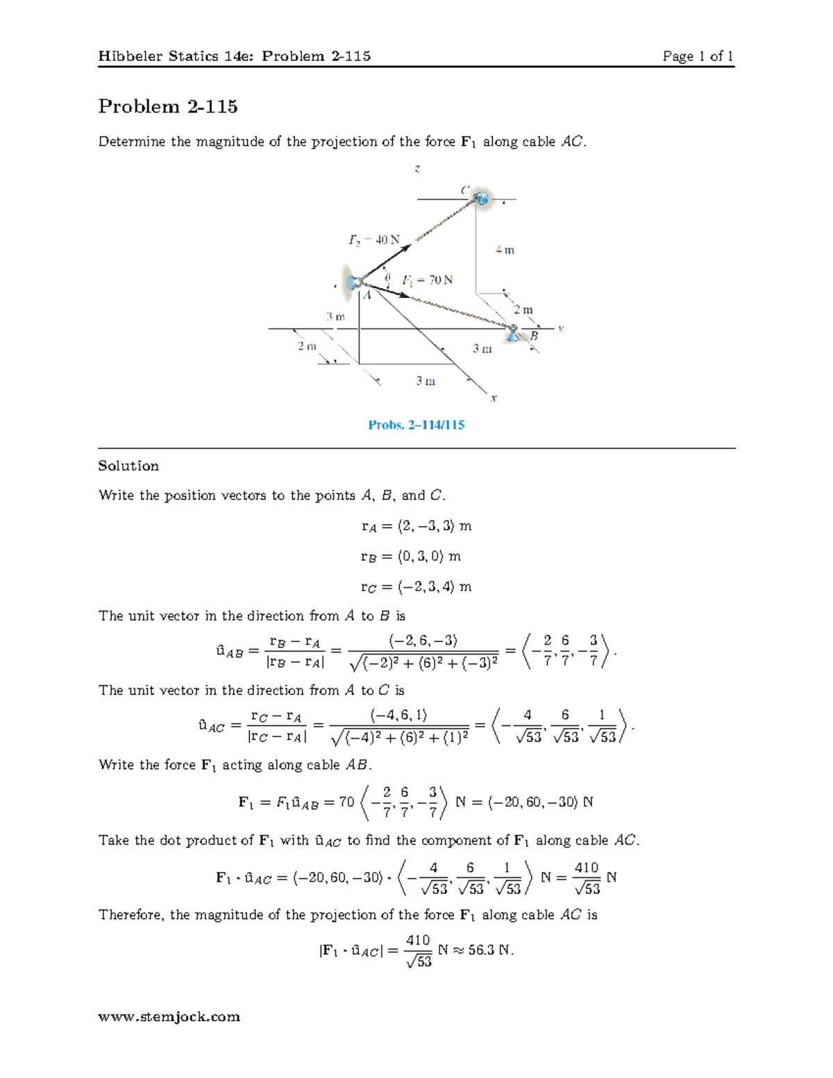 Hibbeler S 14e Ch2p115 - Raqr - Hibbeler Statics 14e: Problem 2-115 ...