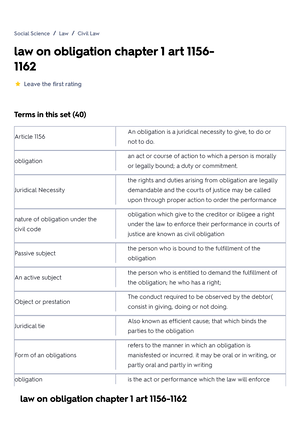 Law on Obligation and Contract Flashcards - Law on Obligation and ...