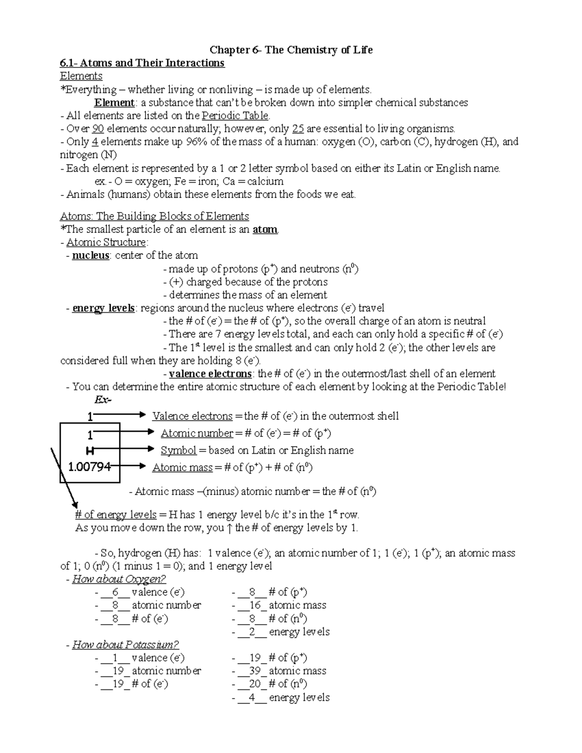 Bio Chp.6 Notes - Inorganic Biochemistry - Chapter The Chemistry of ...