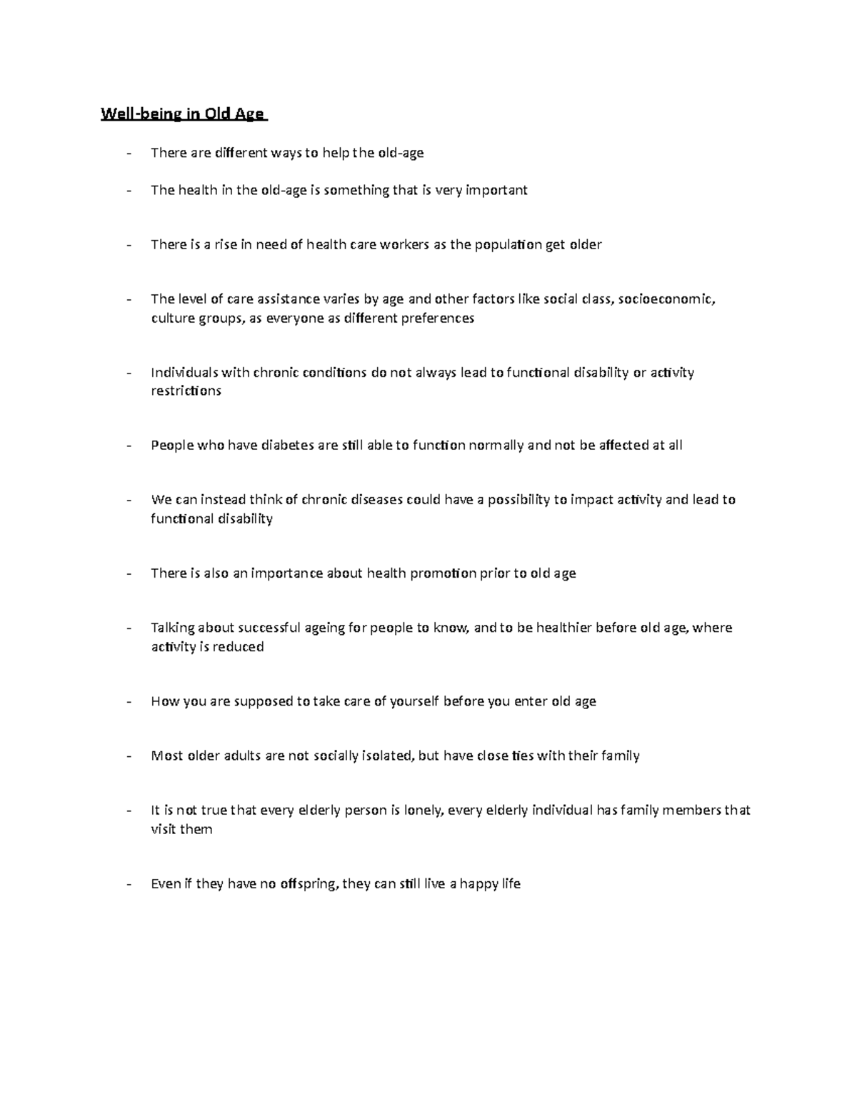 Well-being in Old Age - Population Aging and Health - Well-being in Old ...