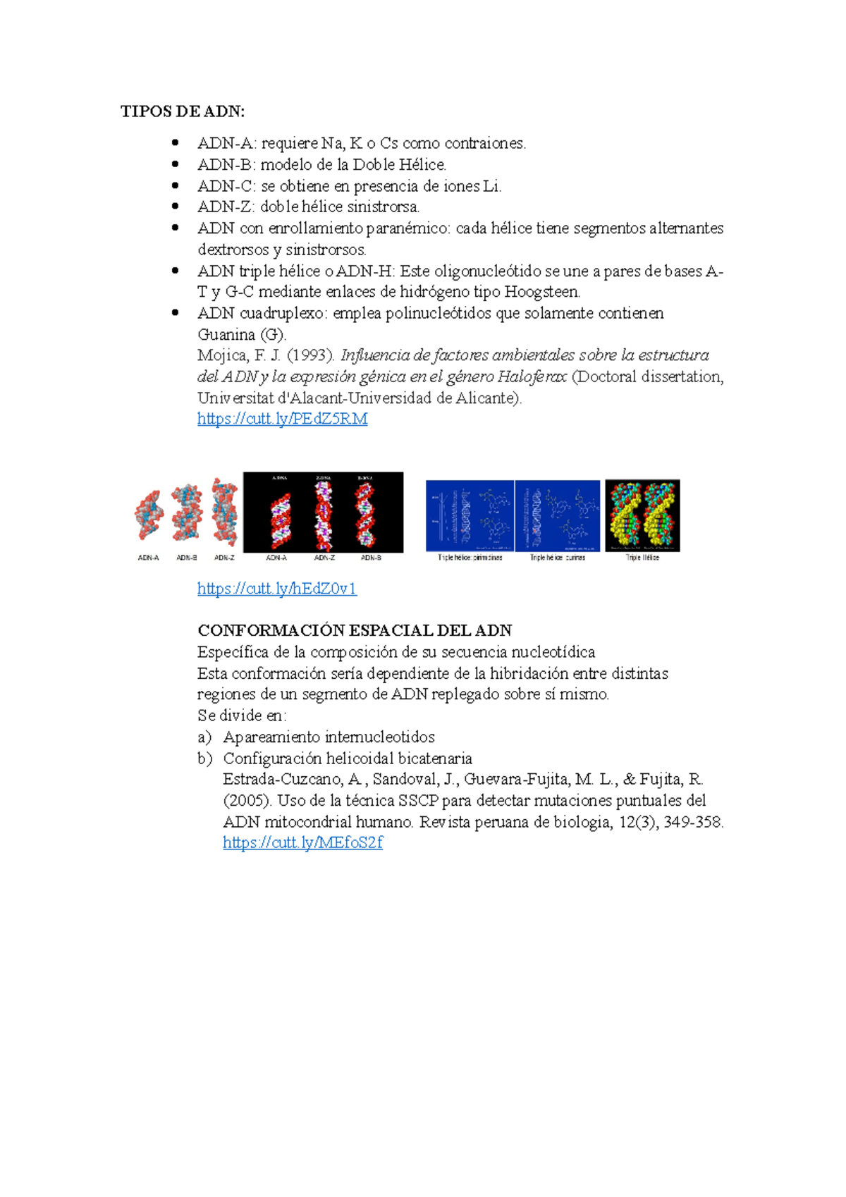 Tipos DE ADN - Apuntes 1 - TIPOS DE ADN: ADN-A: Requiere Na, K O Cs ...