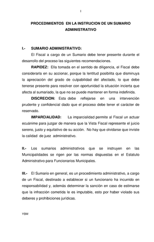 Manual Procedimiento Sumarios Administrativos - PROCEDIMIENTOS EN LA  INSTRUCION DE UN SUMARIO - Studocu