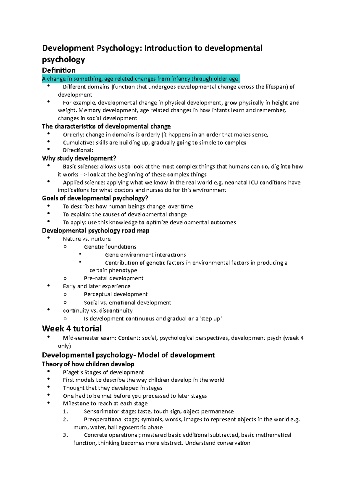 Development Psychology notes - Development Psychology: Introduction to ...