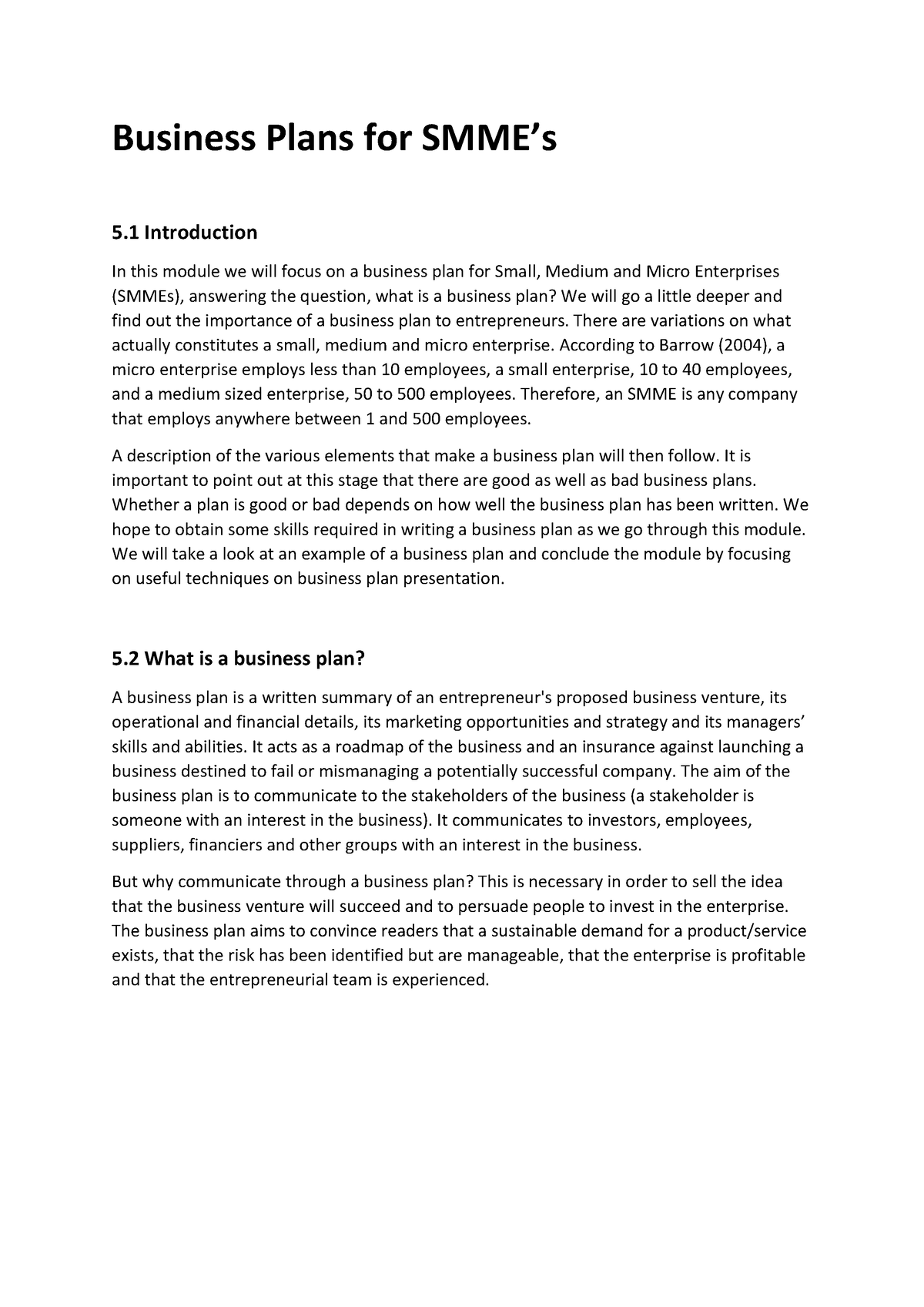 business plan format for msmes