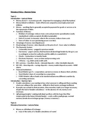 Test 1 4 May 2018, questions and answers - Monetary Policy – Last Year ...