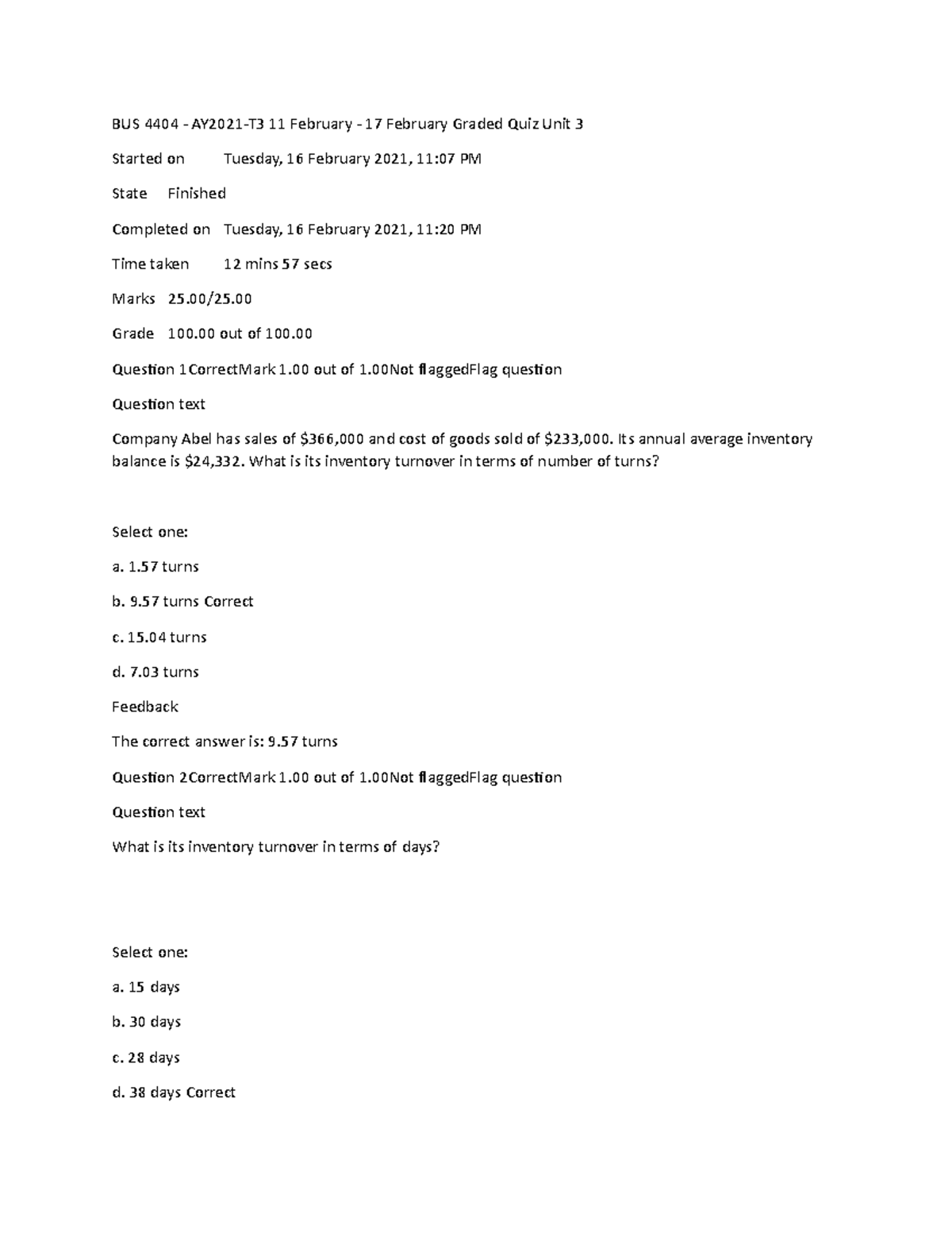 Graded Quiz BUS 4404 Unit 3 - BUS 4404 - AY2021-T3 11 February - 17 ...