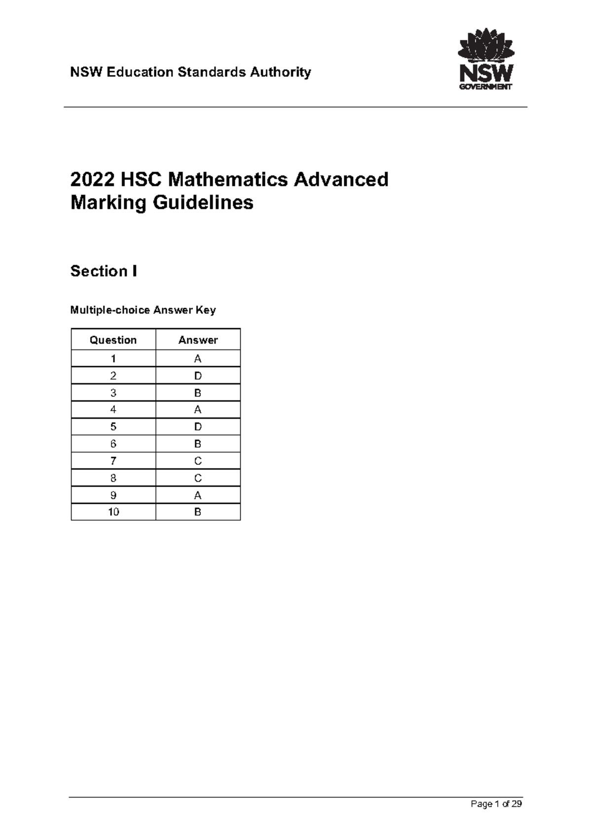 2022 hsc mathematics advanced mg - Studocu